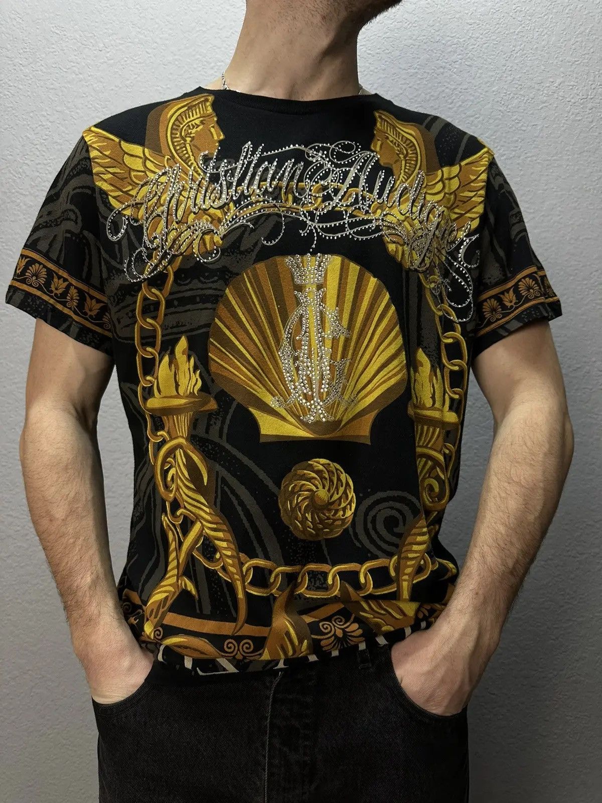 Ed Hardy × Vintage Vintage Ed Hardy by Christian Audigier tee polo avangarde Size US L / EU 52-54 / 3 - 3 Thumbnail