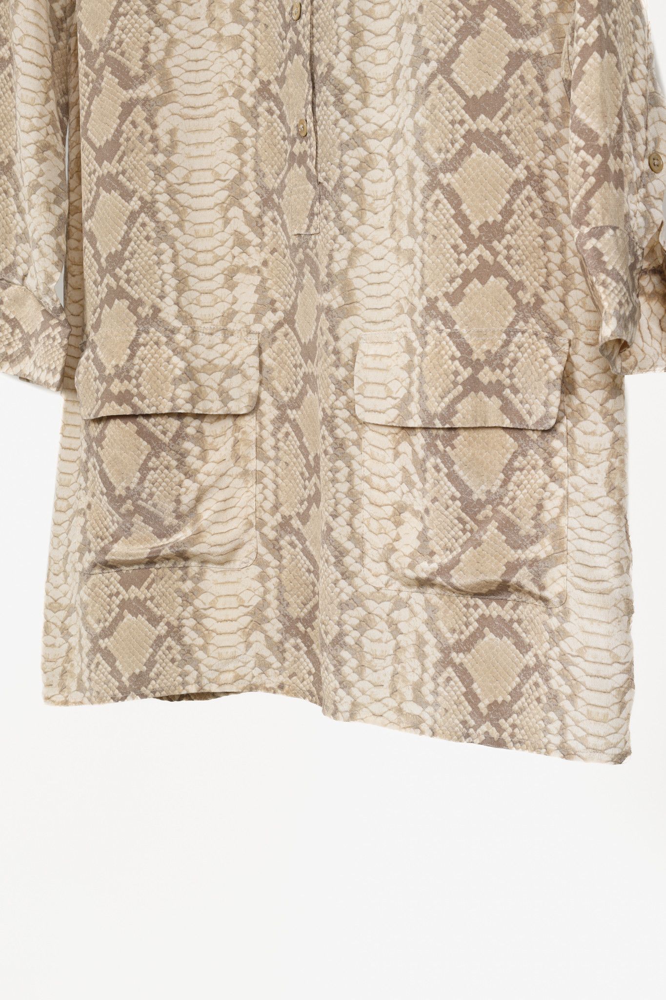 Equipment Equipment Lucida Sand Snake Khaki Long-Sleeve Shift Dress Size XS / US 0-2 / IT 36-38 - 7 Thumbnail
