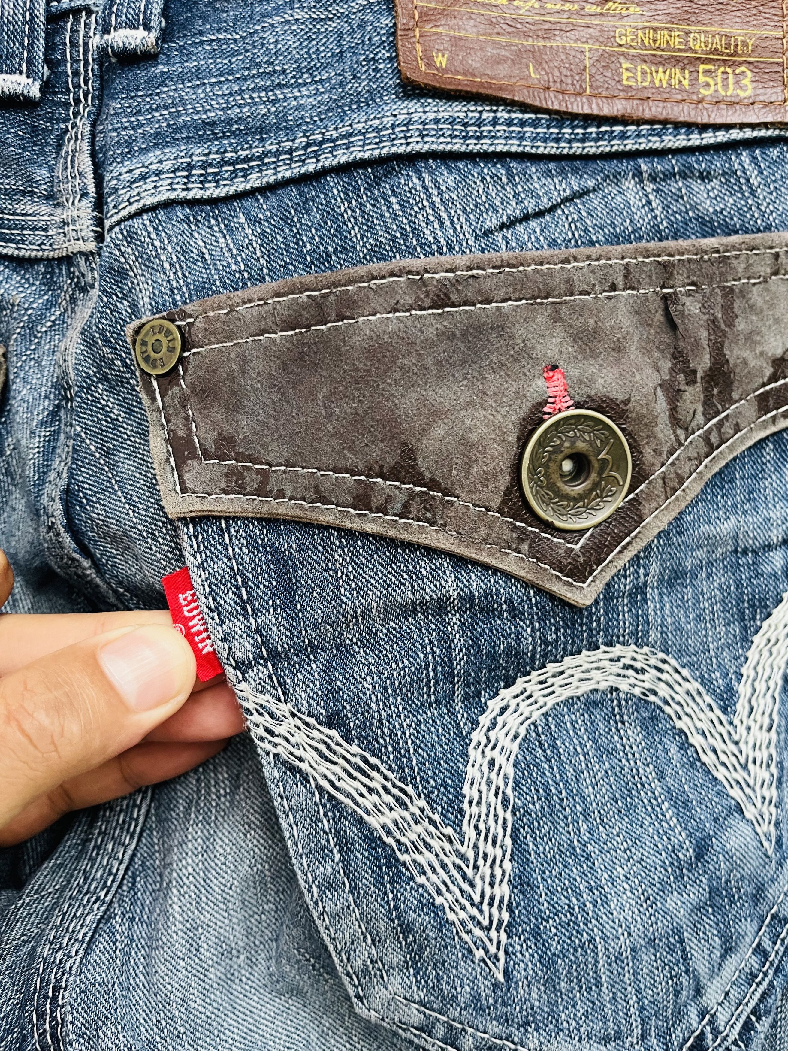 Japanese Brand Vintage Edwin 503 Blue Trip Japanese Distressed Style Size US 30 / EU 46 - 10 Thumbnail