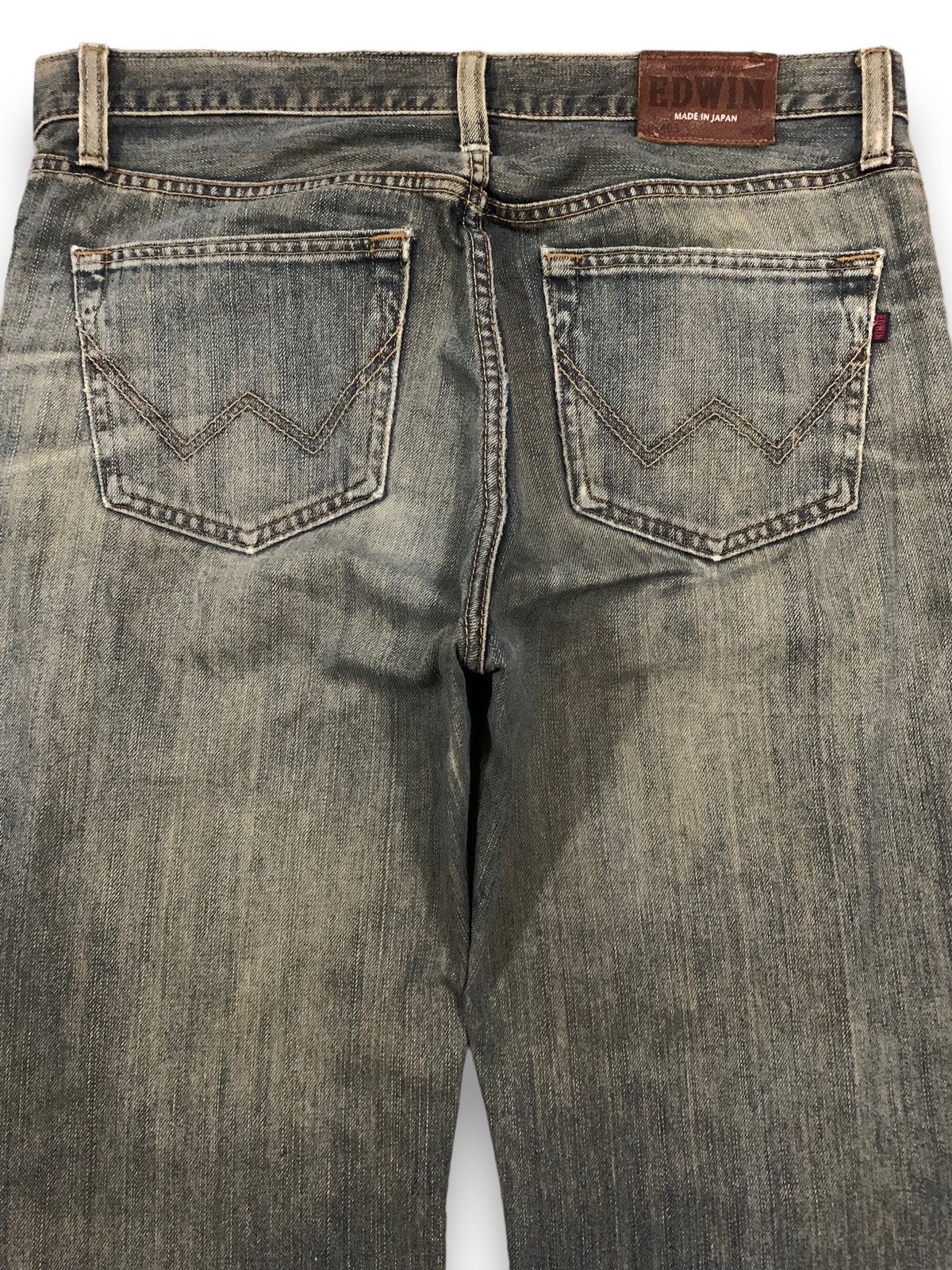 Edwin Vintage Y2K Edwin 403 Yellow Mud Wash Loose Distressed Jeans Size US 35 - 12 Thumbnail