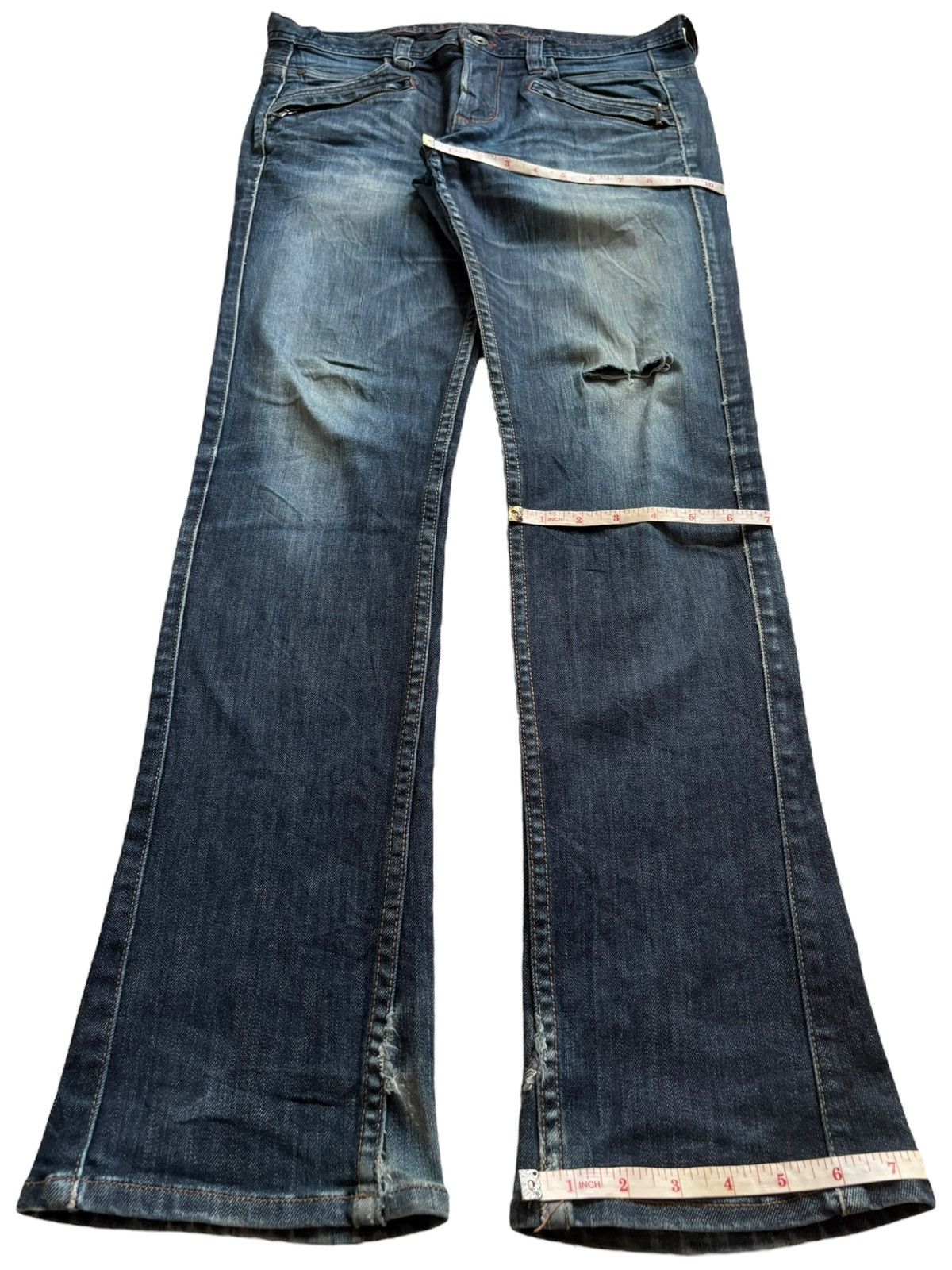 Designer × Japanese Brand Vintage Japanese Brand Distress Bootcut Flare Jeans Size US 32 / EU 48 - 16 Thumbnail
