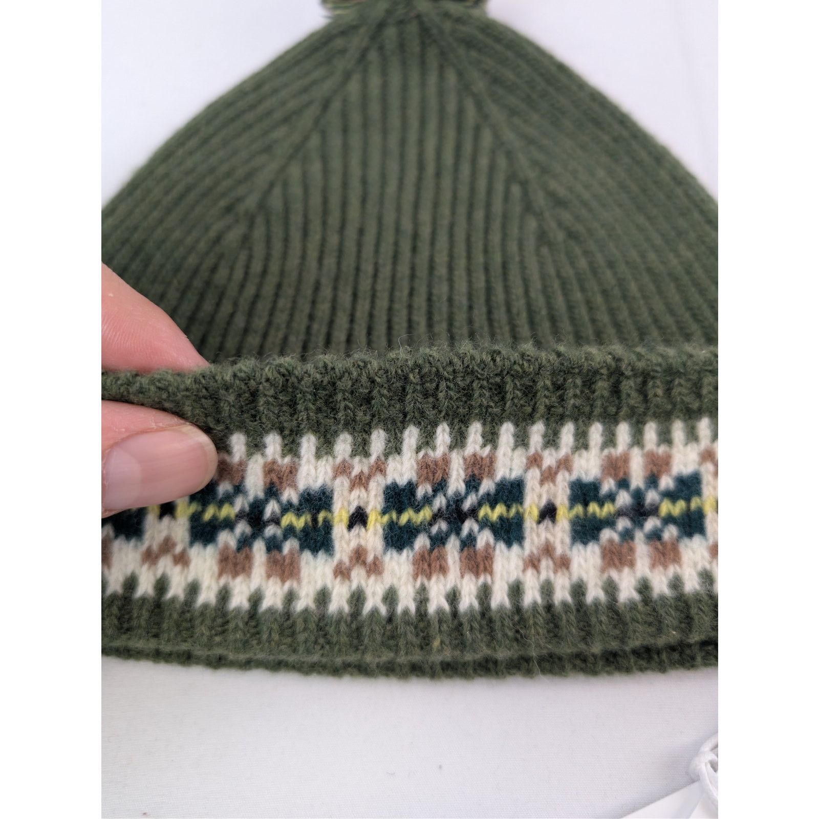 Bode o1rshd1 Size: OS / 100% Virgin Wool Beanie Cap / Hat Green Size ONE SIZE - 8 Thumbnail