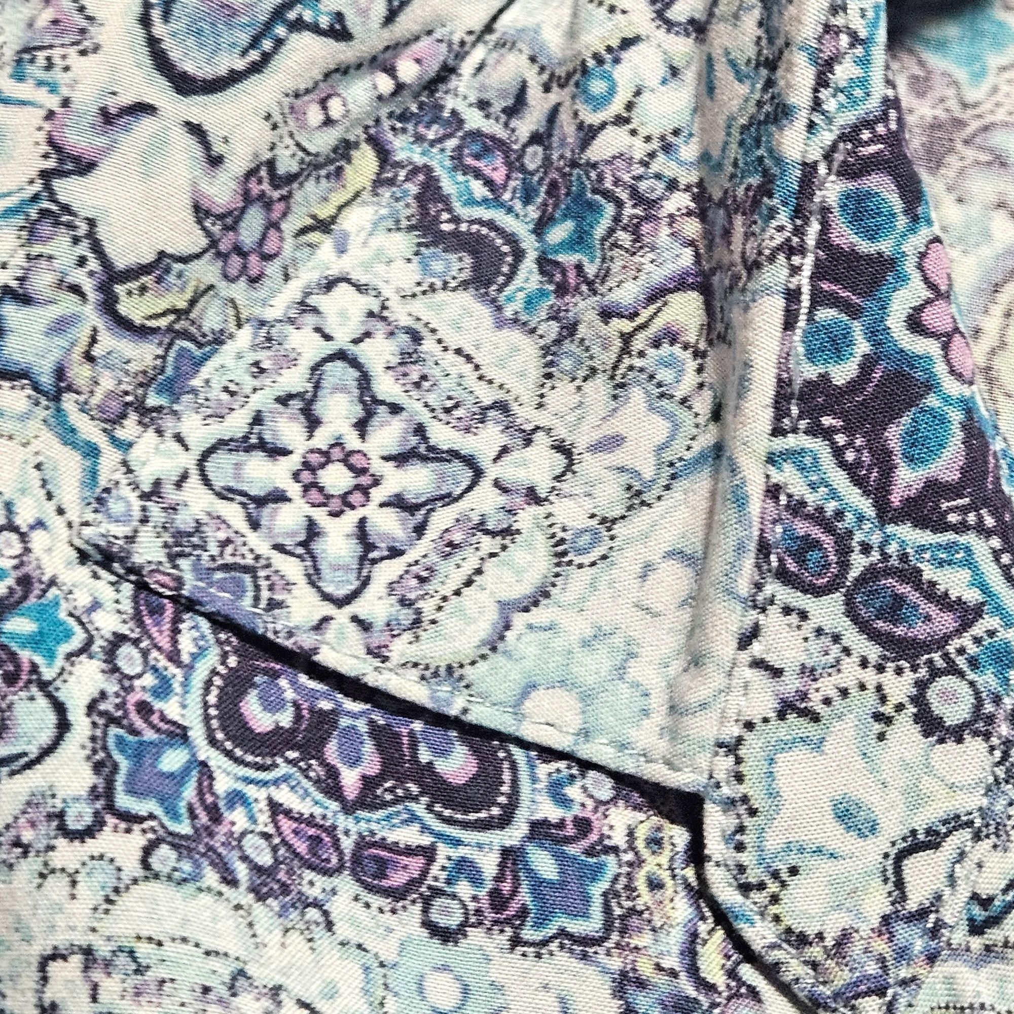 J. Jill J. Jill Women’s Blue Print Top L Button Down Boho Chic Coast Size L / US 10 / IT 46 - 8 Thumbnail