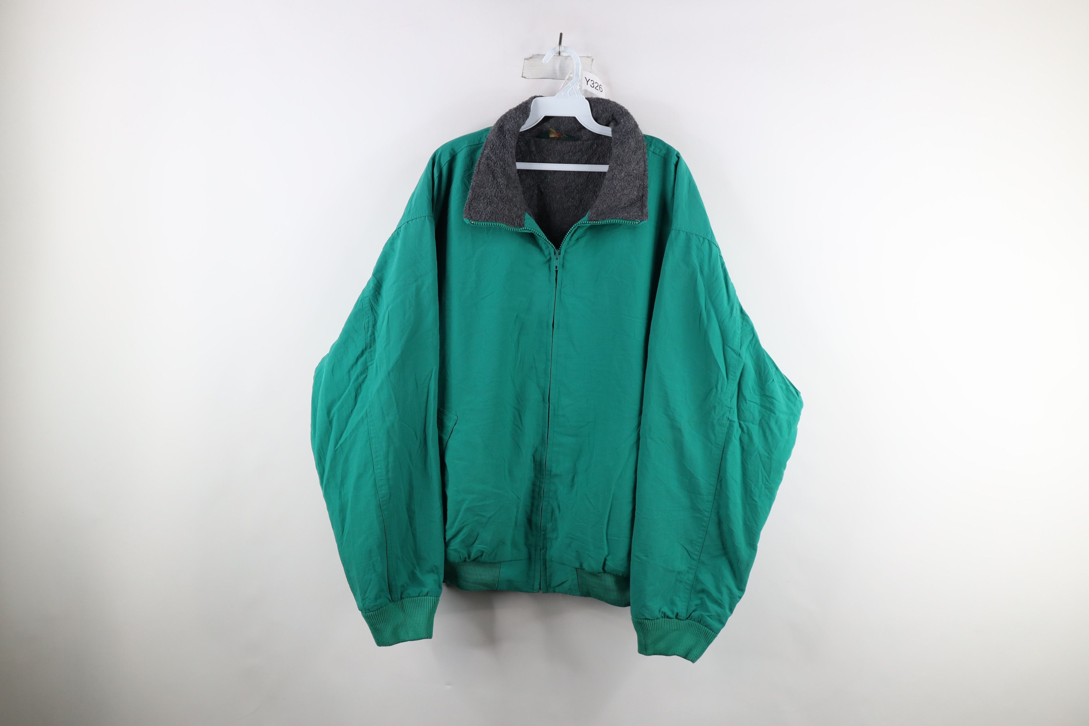 J.Crew × Vintage Vintage 90s J Crew Fleece Lined Bomber Jacket Teal Green Size ONE SIZE - 1 Thumbnail