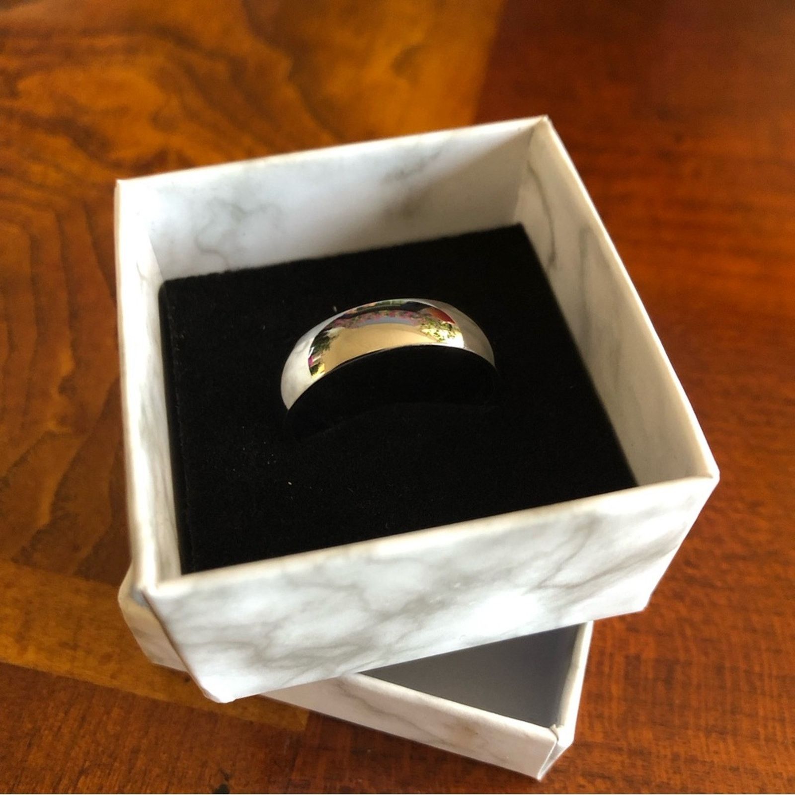 Jewelry Men’s 6mm polished Titanium comfort band wedding ring NIB 11 Size ONE SIZE - 2 Thumbnail