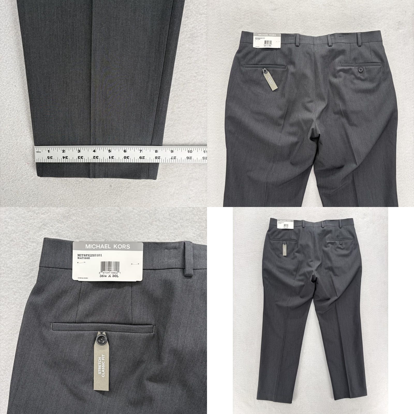 Michael Kors Michael Kors Dress Pants Mens 36x30 Gray Classic Fit Flat Front Pockets Stretch Business Formal NWT Size US 36 / EU 52 - 8 Thumbnail