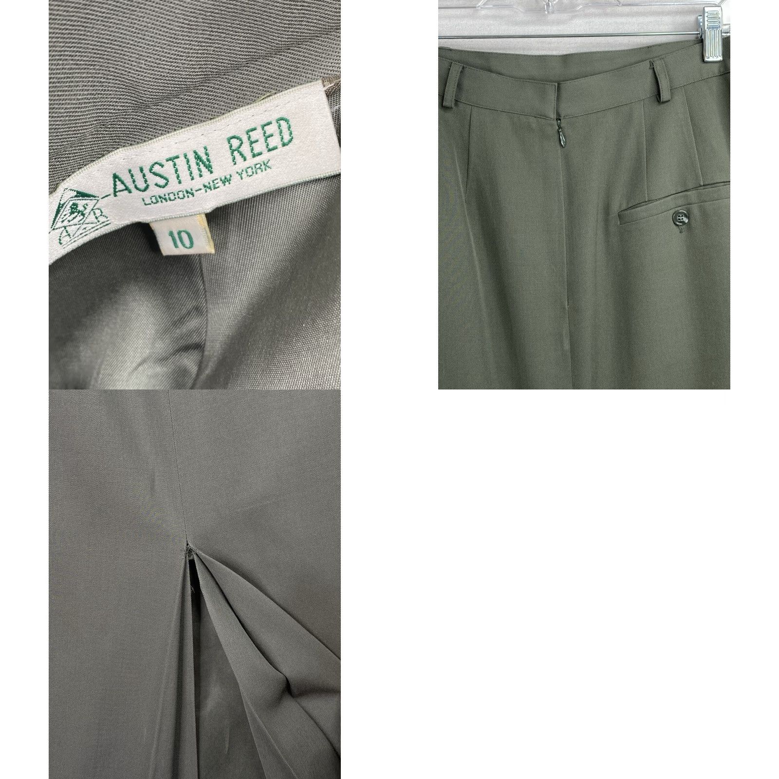 Austin Reed VINTAGE Austin Reed Blazer Skirt 2 Piece Womens 10 Green Gold USA Wool Button Front 1-Button Notch Lapel Regular Long Sleeve Solid Size 32" / US 10 / IT 46 - 11 Thumbnail