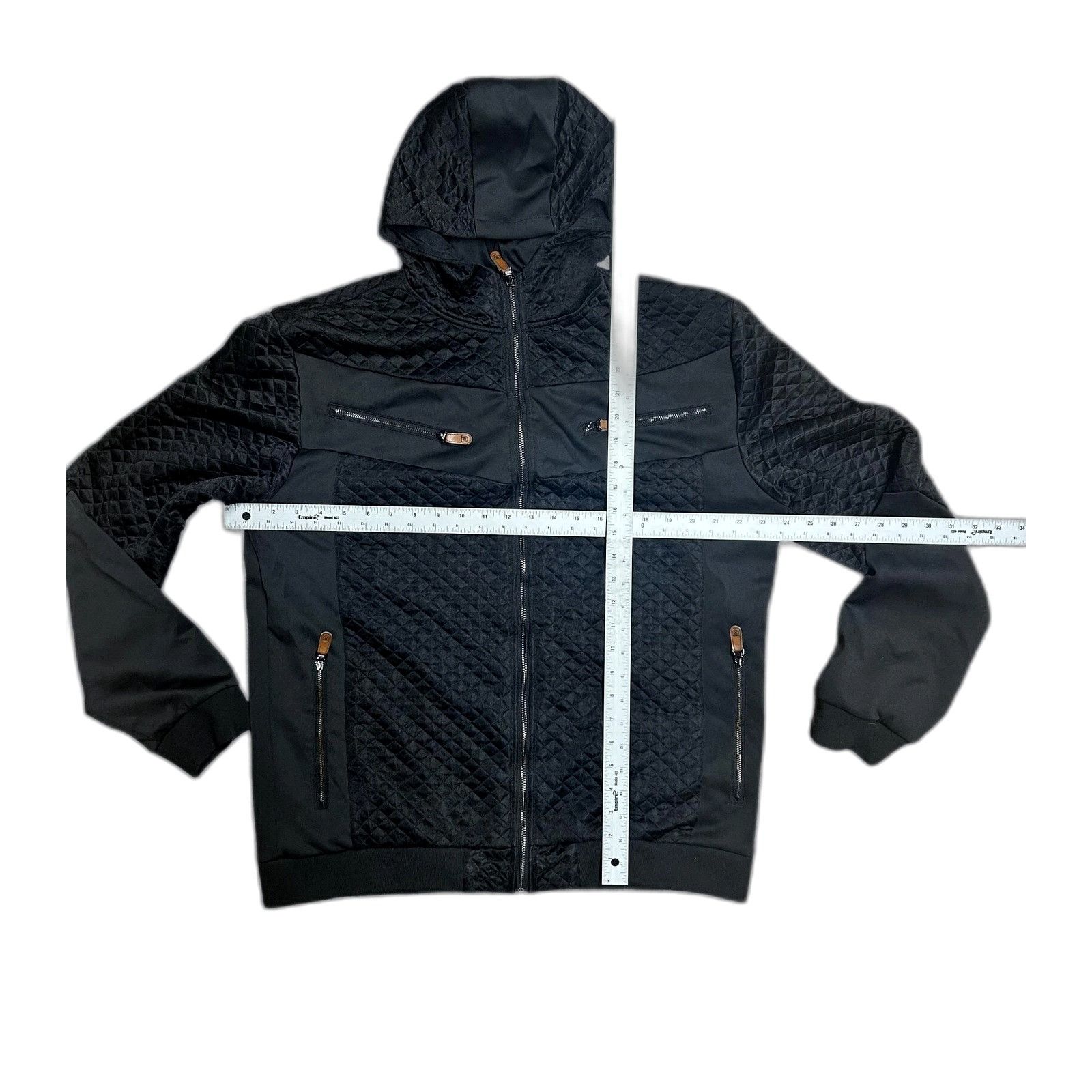 Stacy Adams Stacy Adams Track Jacket Black Quilted Hooded Mens 2XL Size US XXL / EU 58 / 5 - 4 Thumbnail