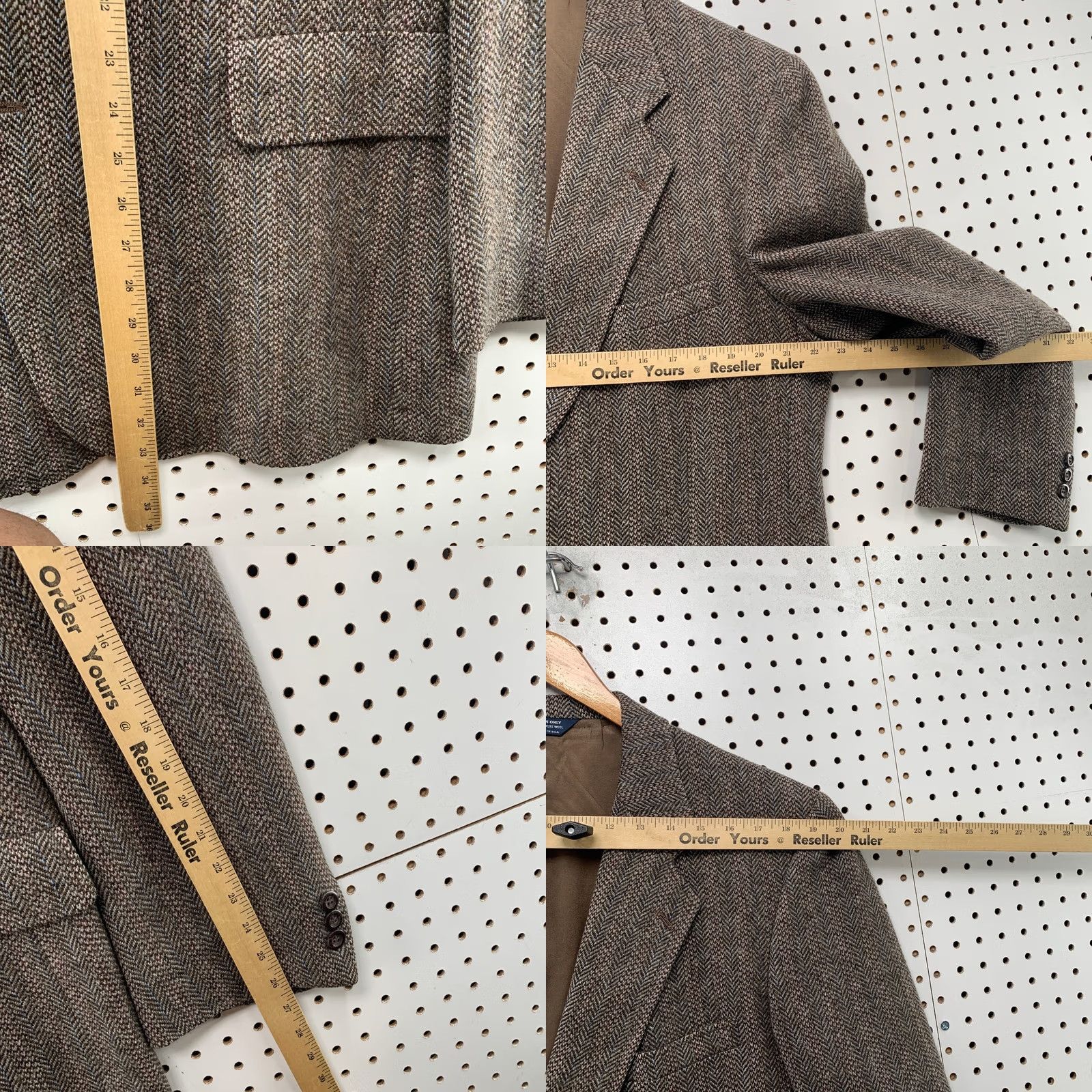 Vintage Vintage Kuppenheimer Blazer Sport Coat Mens Brown 80s Herringbone Wool 46R Size 46R - 9 Thumbnail