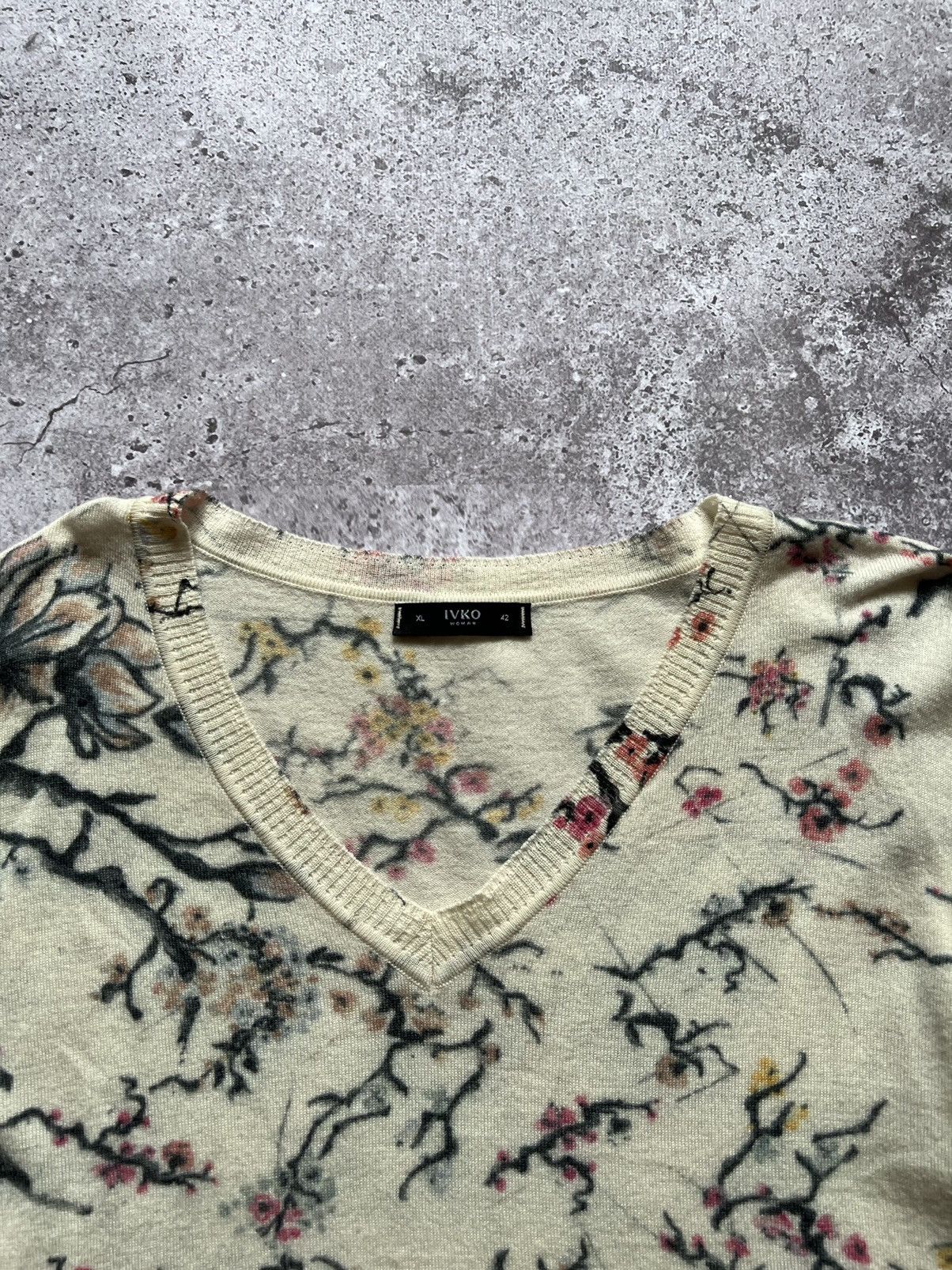 Designer Ivko Wool Sweater Flowers Print Size XL / US 12-14 / IT 48-50 - 6 Thumbnail