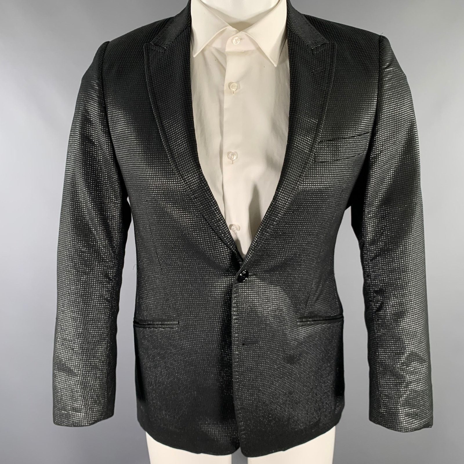 Versace VERSACE COLLECTION Size 36 Black Grey Shimmery Sport Coat Size 36R - 1 Thumbnail