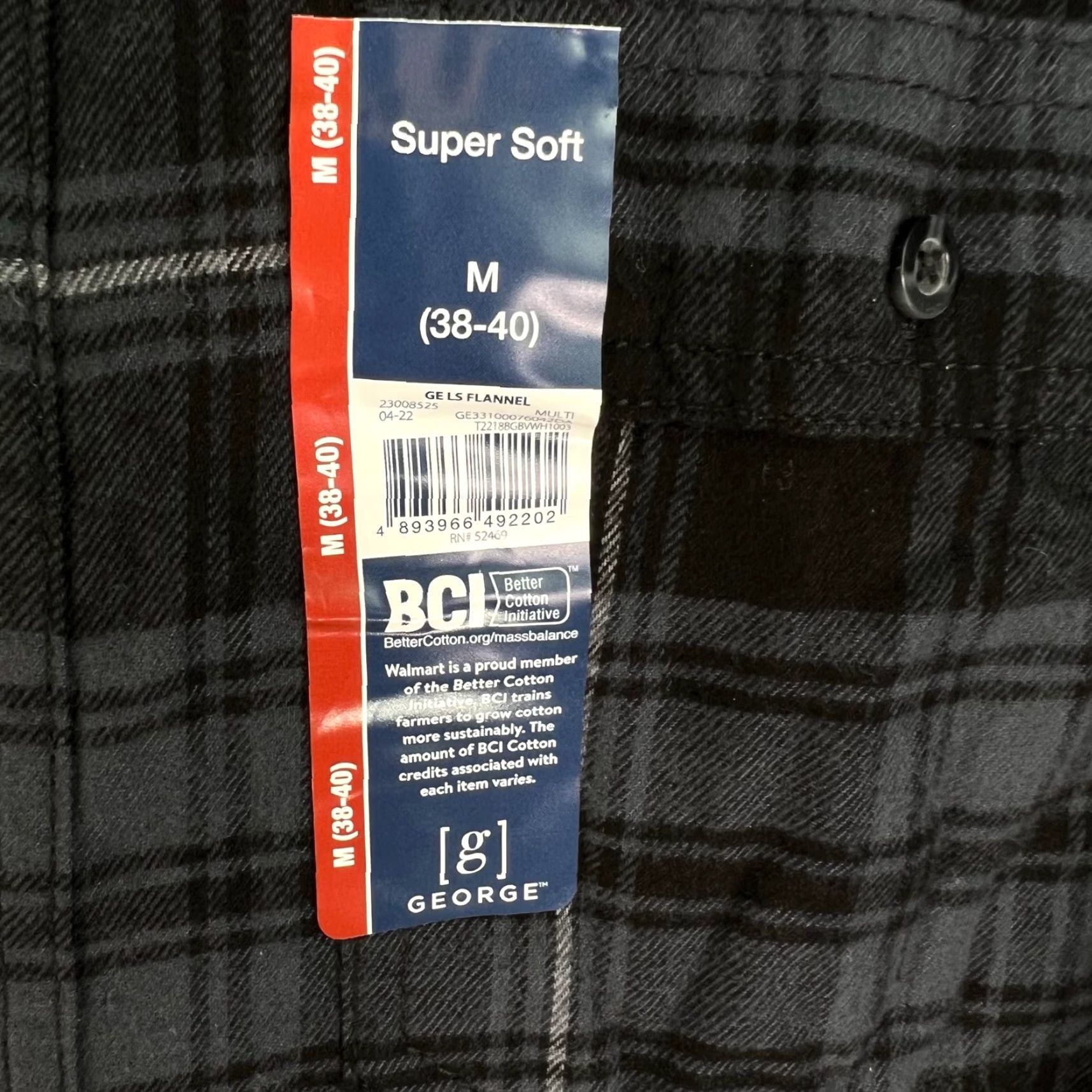 George George Mens Plaid Flannel Shirt Size M Long Sleeve Casual Workwear Autumn Winter Black Gray Size US M / EU 48-50 / 2 - 4 Thumbnail