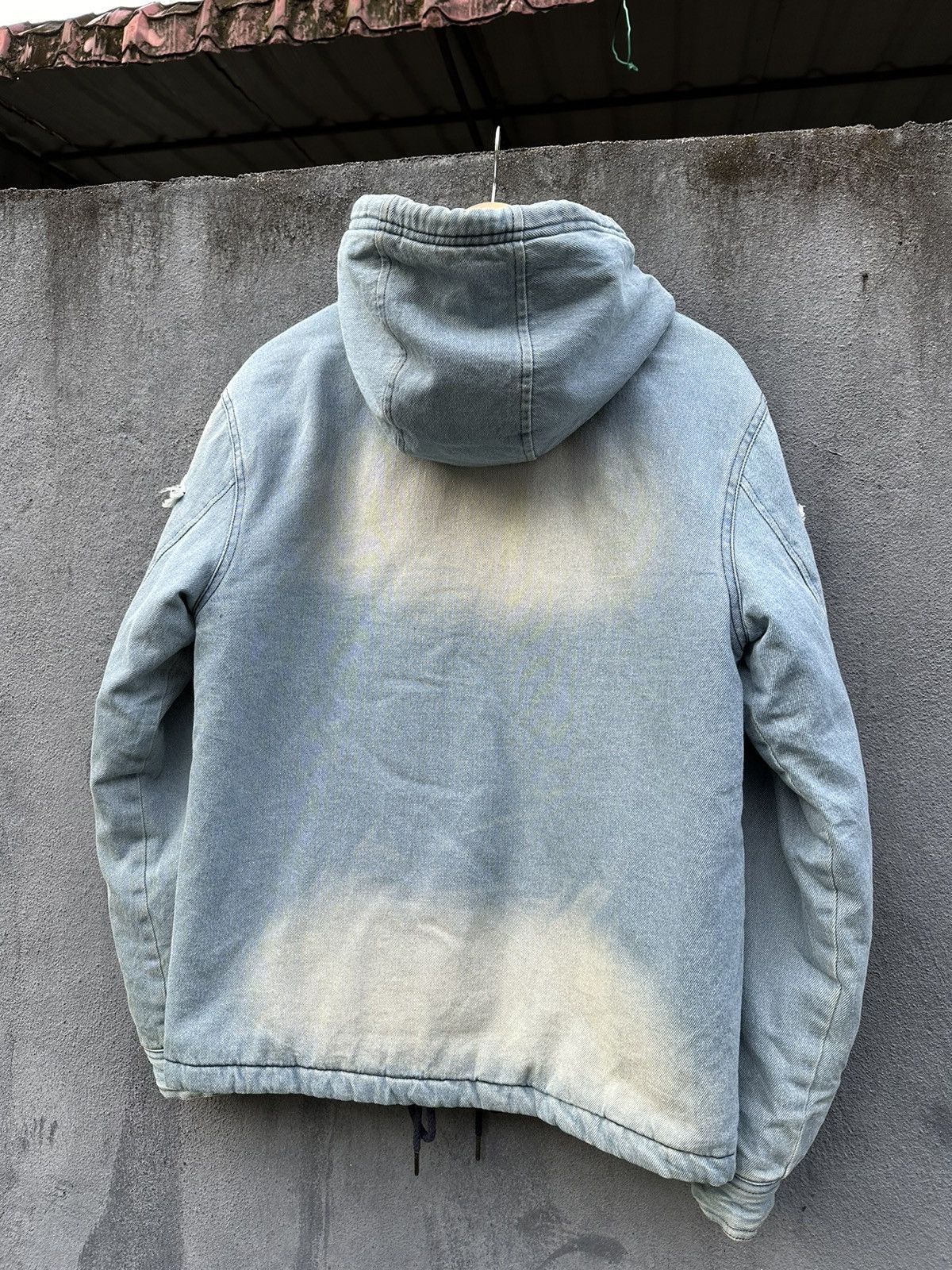 Vintage 👹Halham Fleece Hood Denim Bomber Jacket Size US L / EU 52-54 / 3 - 12 Thumbnail