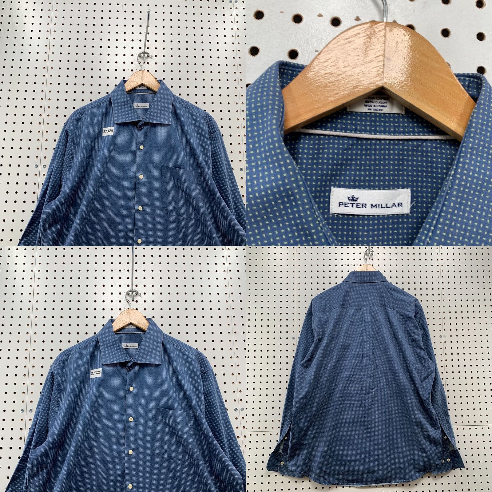 Peter Millar Peter Millar Pocket Button Shirt Blue Long Sleeve Polka Dot Mens XL) Size US XL / EU 56 / 4 - 8 Thumbnail