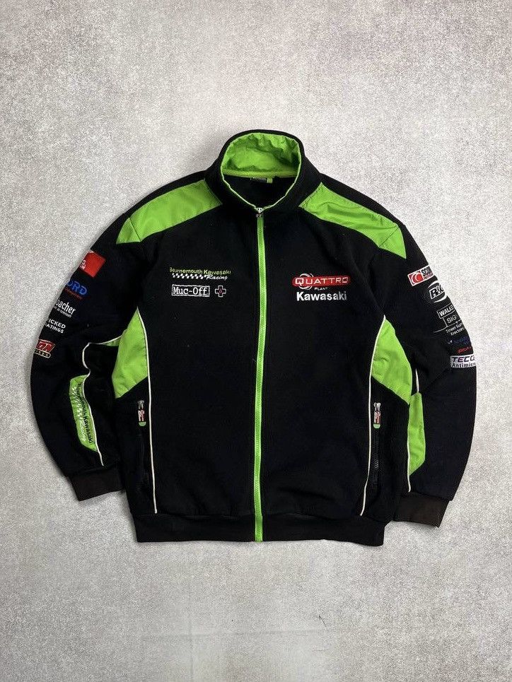 Vintage Vintage Kawasaki Racing Moto Fleece Sherpa Jacket S Size US S / EU 44-46 / 1 - 1 Thumbnail