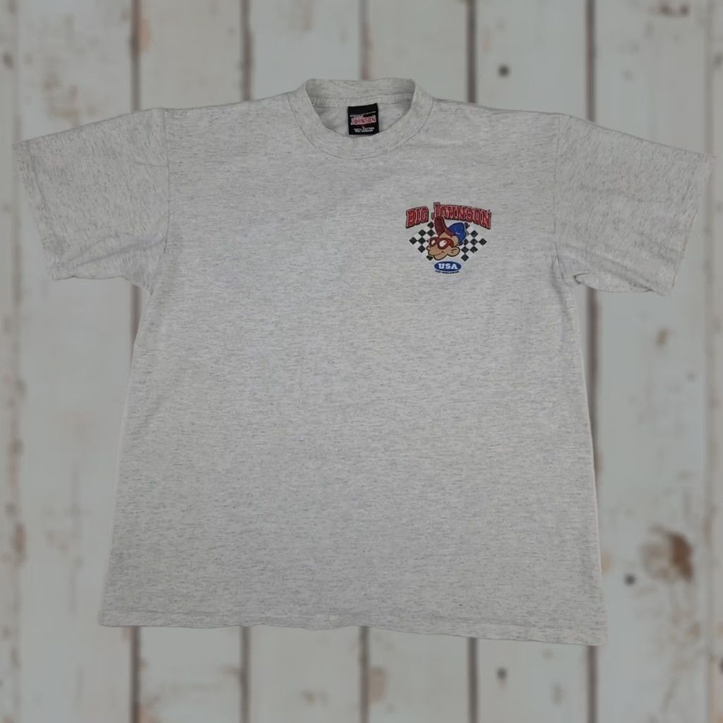 Big John VINTAGE Big Johnson USA Graphic Print T Shirt Mens M Gray Short Sleeve Crew Neck 90s Racing Print Size US M / EU 48-50 / 2 - 1 Thumbnail
