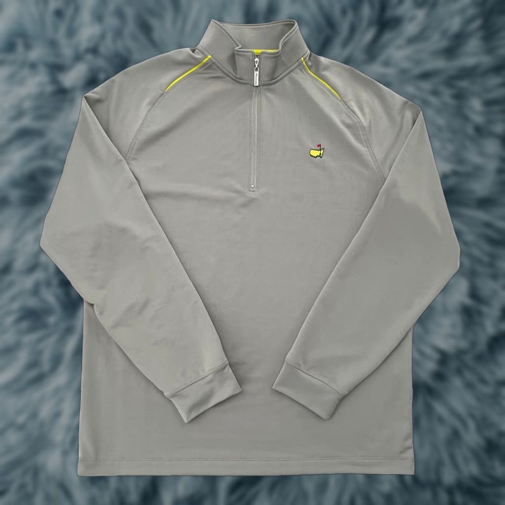 Masters Tech Sweater Adult Large Gray 1/4 Zip Pullover Mens L Golf Masters Shirt Pullover Zip Mock Neck 4-Season