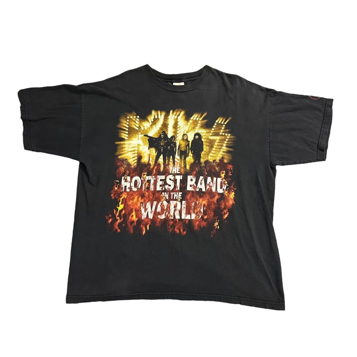 image of Band Tees x Kiss Vintage 1990S Kiss Hottest Band In The World T-Shirt in Faded Black (Size XL)