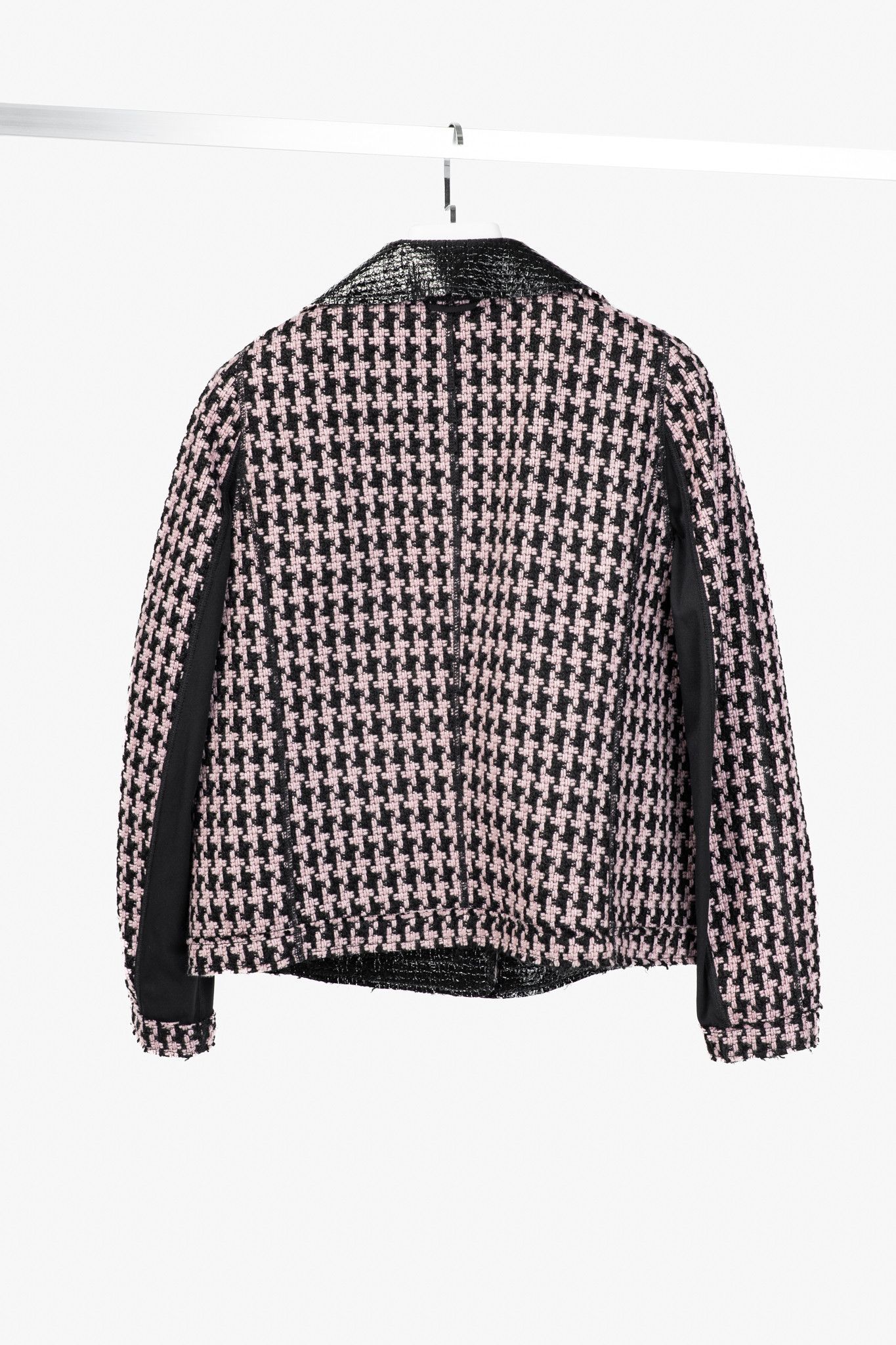 Other Marc Cain Reversible Houndstooth Tweed & Faux-Leather Jacket Size L / US 10 / IT 46 - 3 Thumbnail