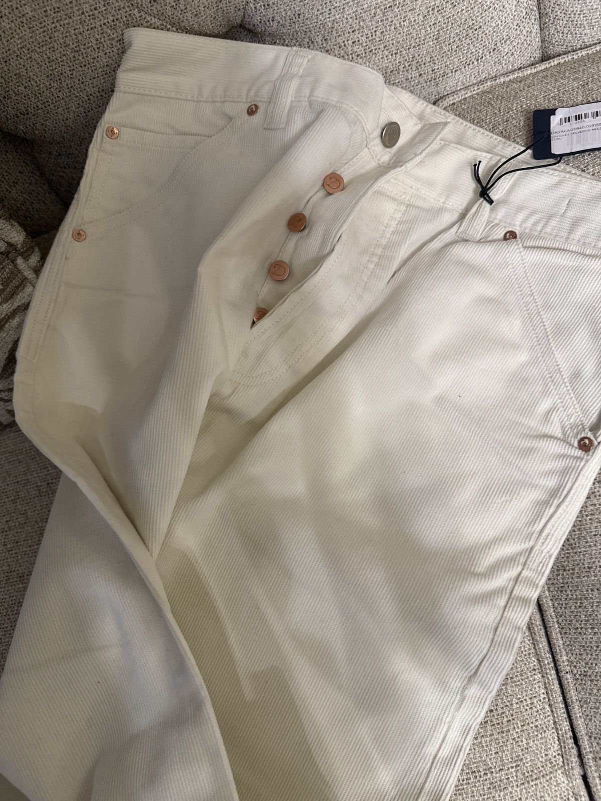 Drake's Drakes 5 pocket selvedge needlecord jean ECRU size 34 Size US 34 / EU 50 - 2 Thumbnail
