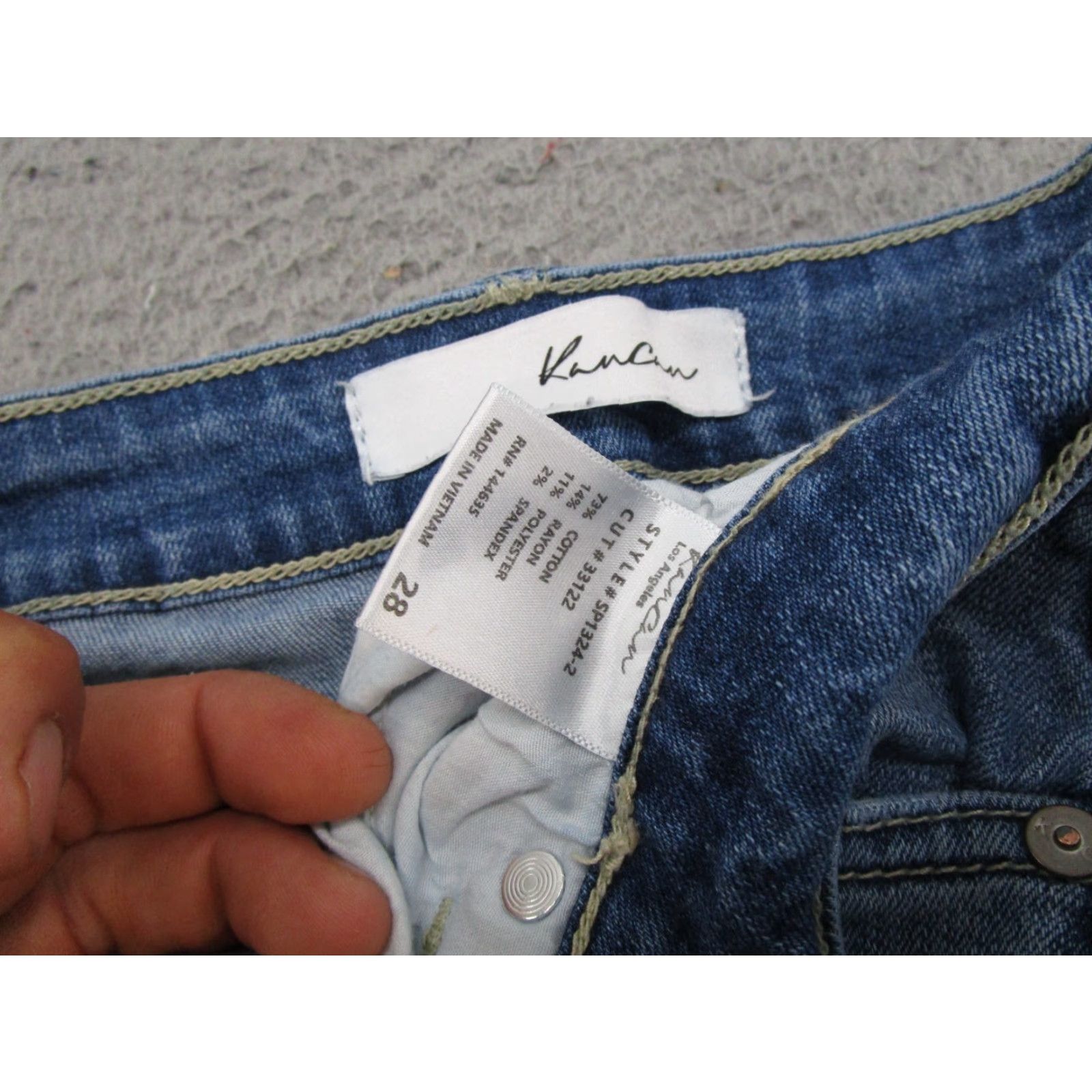 Vintage Kancan Women's Denim Skinny Jeans Size 28 Distressed Stretch Blue Raw Hem Regular Fit 5-Pocket Women Jeans Size 28" / US 6 / IT 42 - 4 Thumbnail