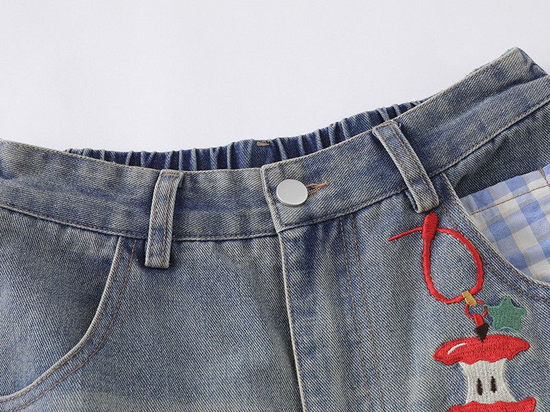Jean Men's Retro Apple Puppy Embroidered Work Jeans Size US 32 / EU 48 - 3 Thumbnail