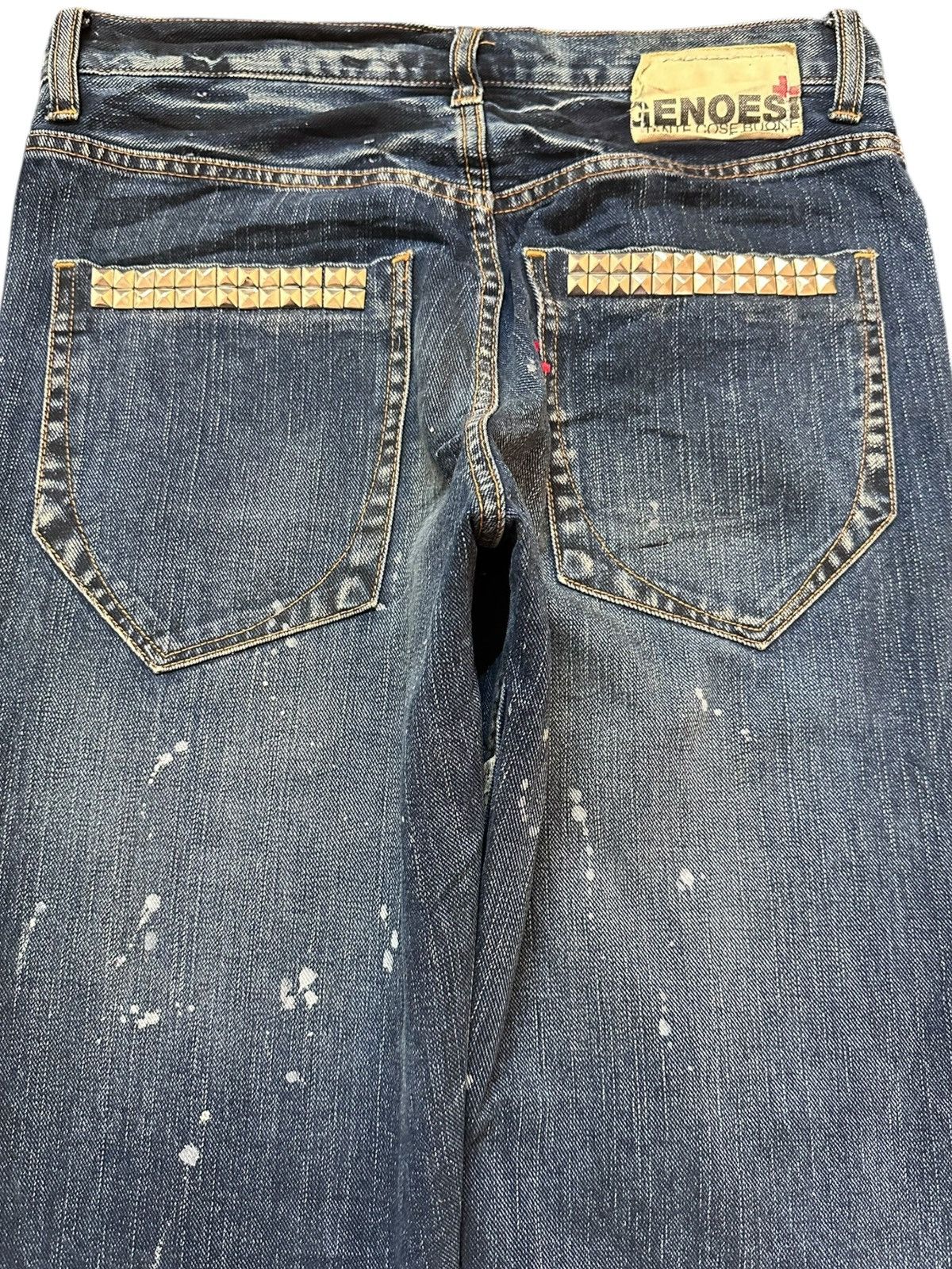 KOJIMA GENES Vintage Geneos Studded Printed Grunge Distressed Denim Size US 30 / EU 46 - 6 Thumbnail