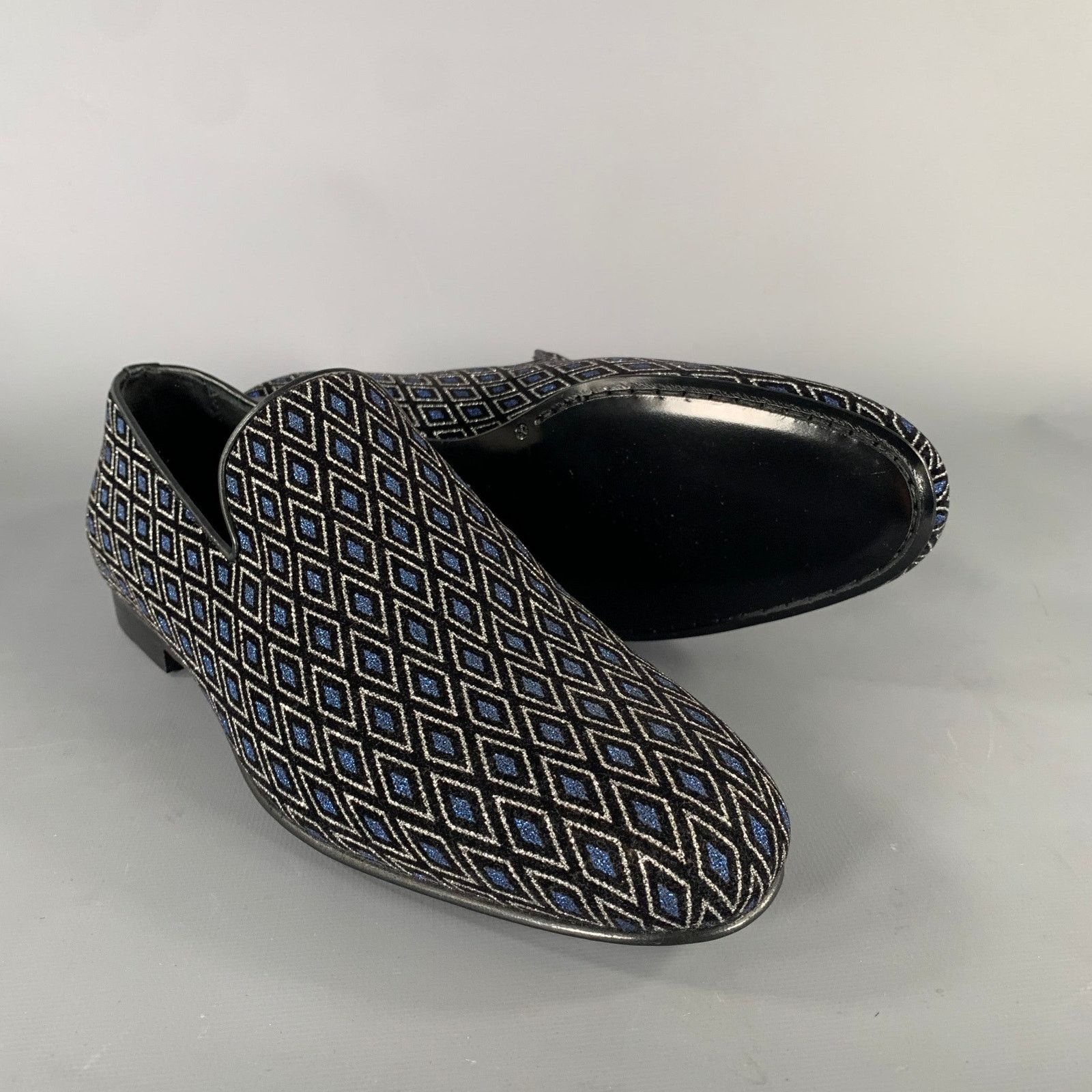 Jimmy Choo JIMMY CHOO Size 8 Navy Black Diamond Velvet Loafers Size US 8 / EU 41 - 5 Thumbnail