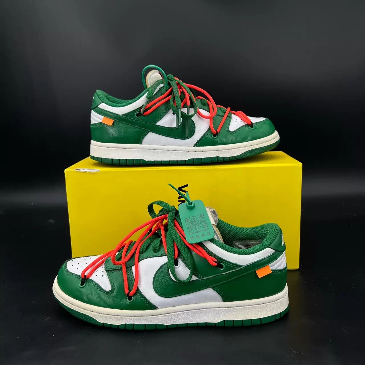 Louis Vuitton Nike OW Dunk white green size 40 Size US 7 / EU 40 - 3 Thumbnail