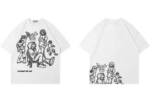 VIBE Streetwear Funny Anime Cartoon Graphic Oversized T-Shirt y2k Size US M / EU 48-50 / 2 - 6 Thumbnail