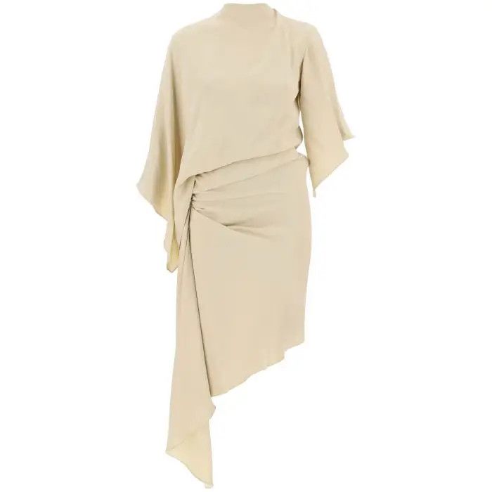 o1s22i1n0424 Draped Silk Midi Dress in Beige