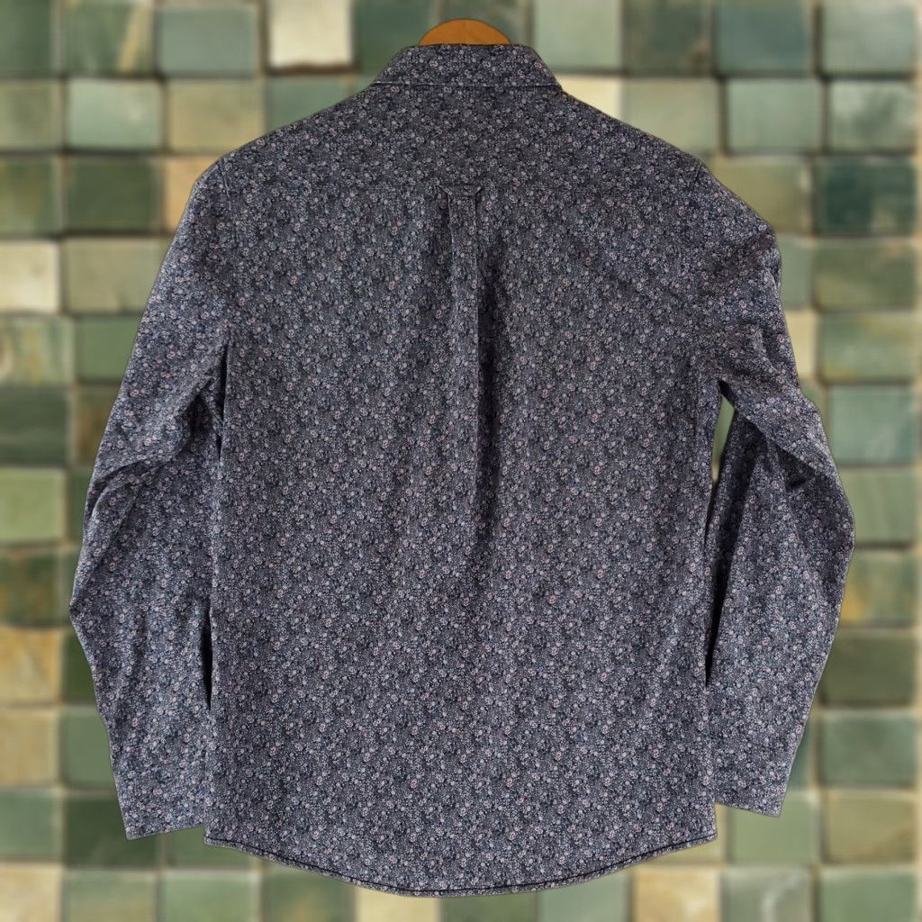Vintage 7 Diamonds Button-Down Long Sleeve Shirt Mens M Blue Flowers 4 Way Stretch Shirt Size US M / EU 48-50 / 2 - 1 Thumbnail