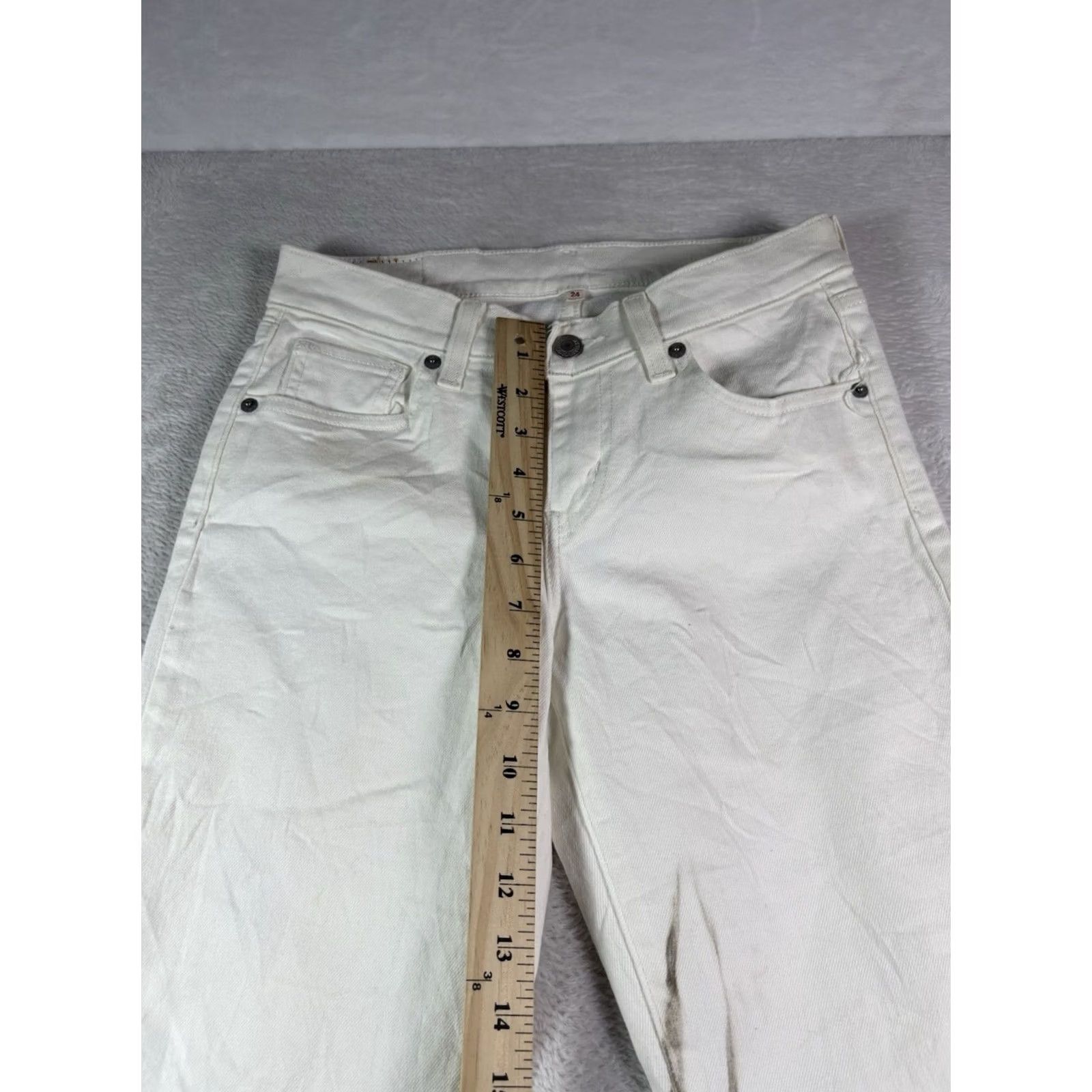 Levi's Levi's 501 Jeans Women's Mid Rise Distressed White Denim 24 Regular Tapered Size 42" / US 20 - 3 Thumbnail