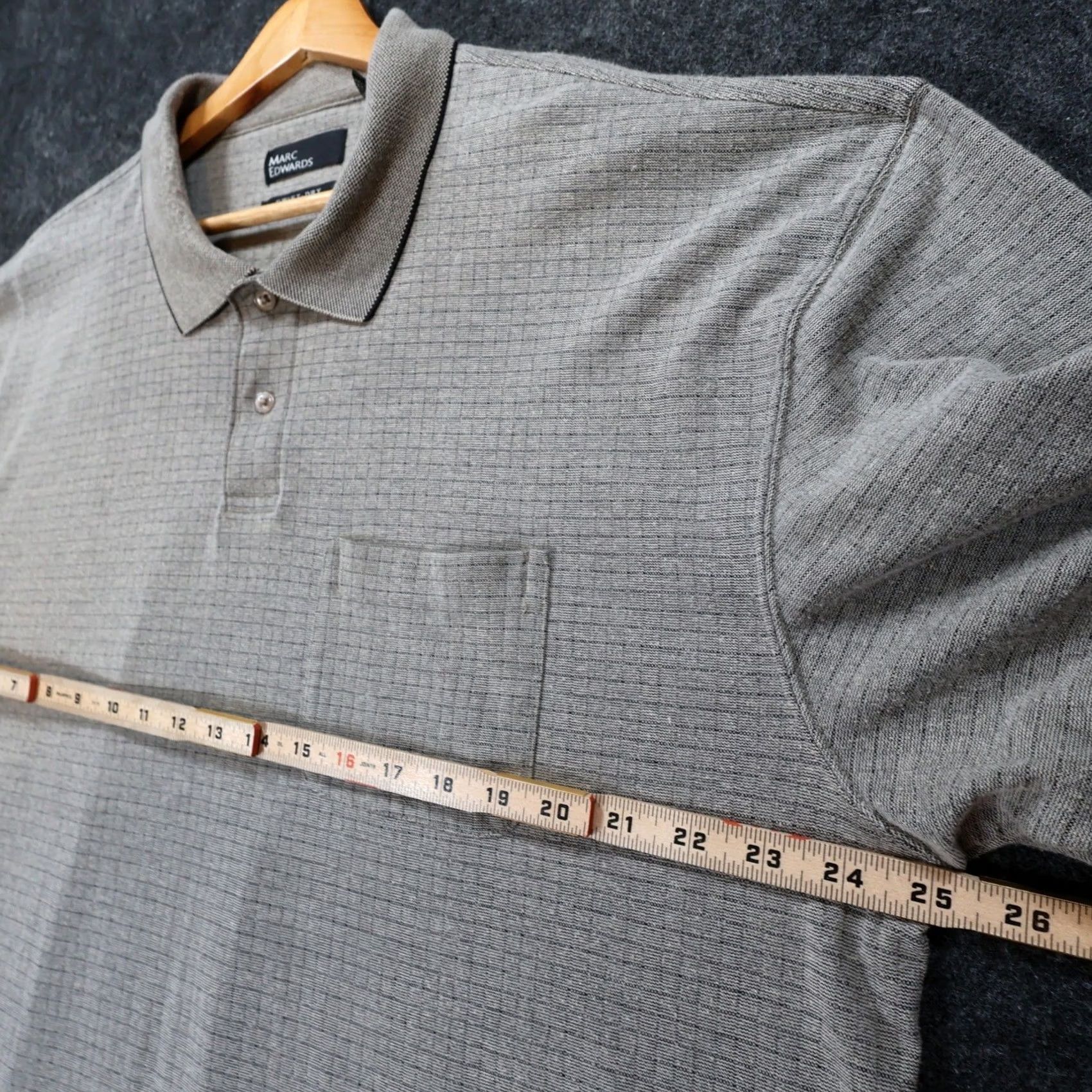 Vintage Marc Edwards Polo Shirt Mens XL Gray Swift-Dry Textured Pocket Short S Size US XL / EU 56 / 4 - 3 Thumbnail