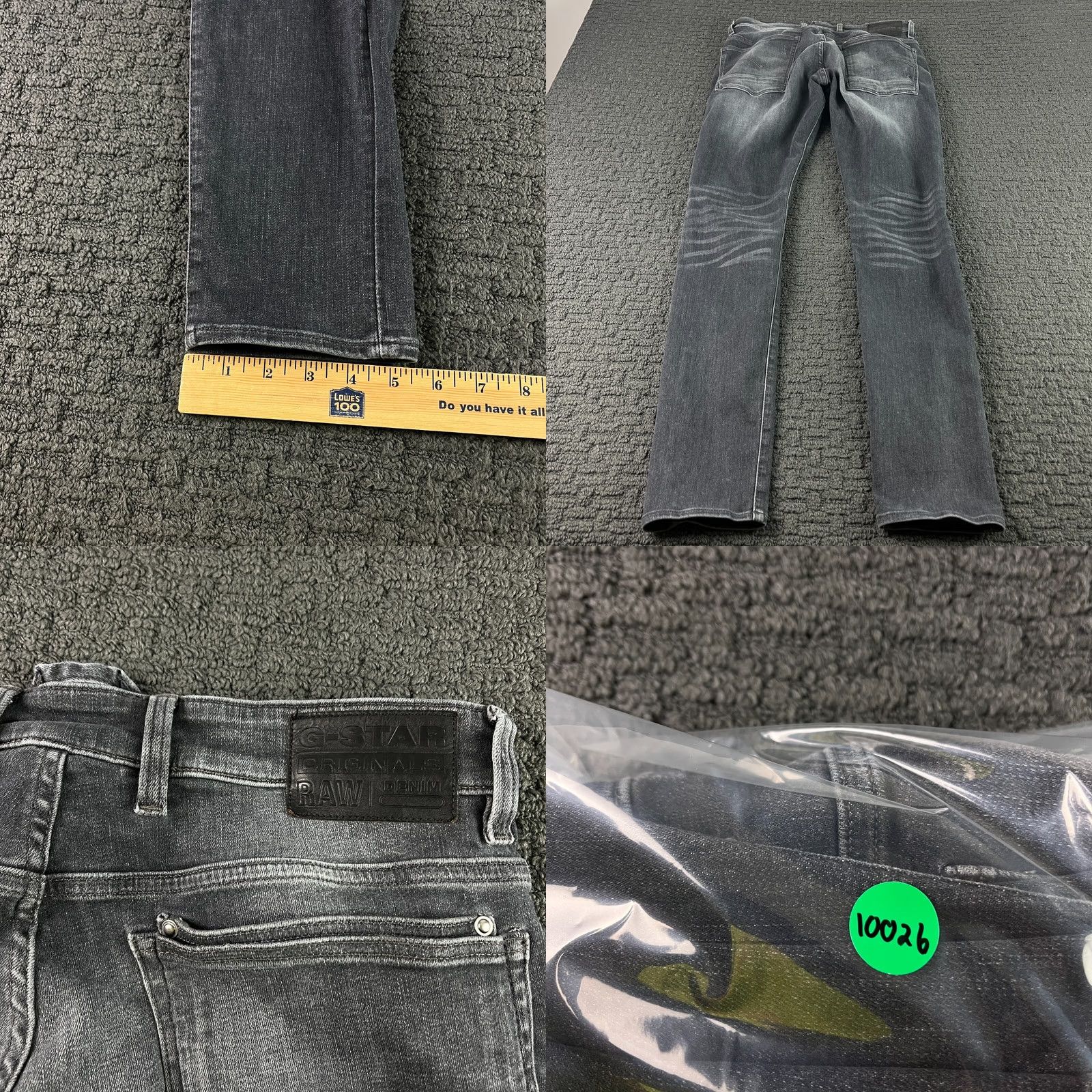 G-Star G-Star Raw Jeans Slim 33x34 Mens Black Denim Stretch Skinny 4101 Lancet Hip Hop Jeans Size US 33 - 8 Thumbnail