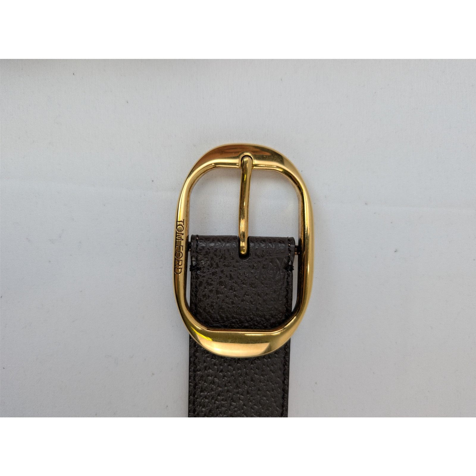 Tom Ford o1rshd1 Size: 85 / Men's Vacchetta Leather Oval-Buckle Belt Size 34 - 12 Thumbnail