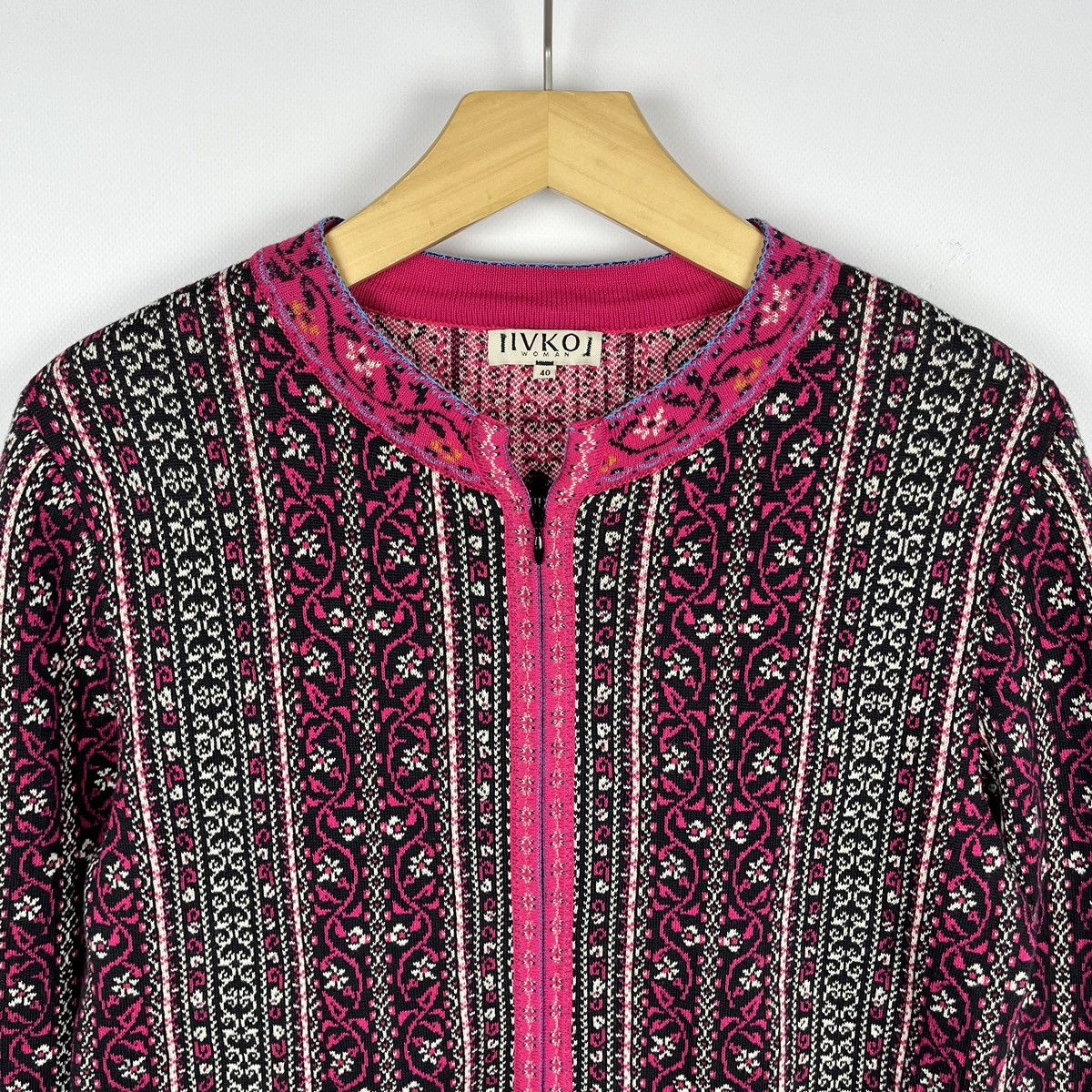 Other Ladies Ivko floral pattern Jacquard Sweater Jacket Size S / US 4 / IT 40 - 2 Thumbnail