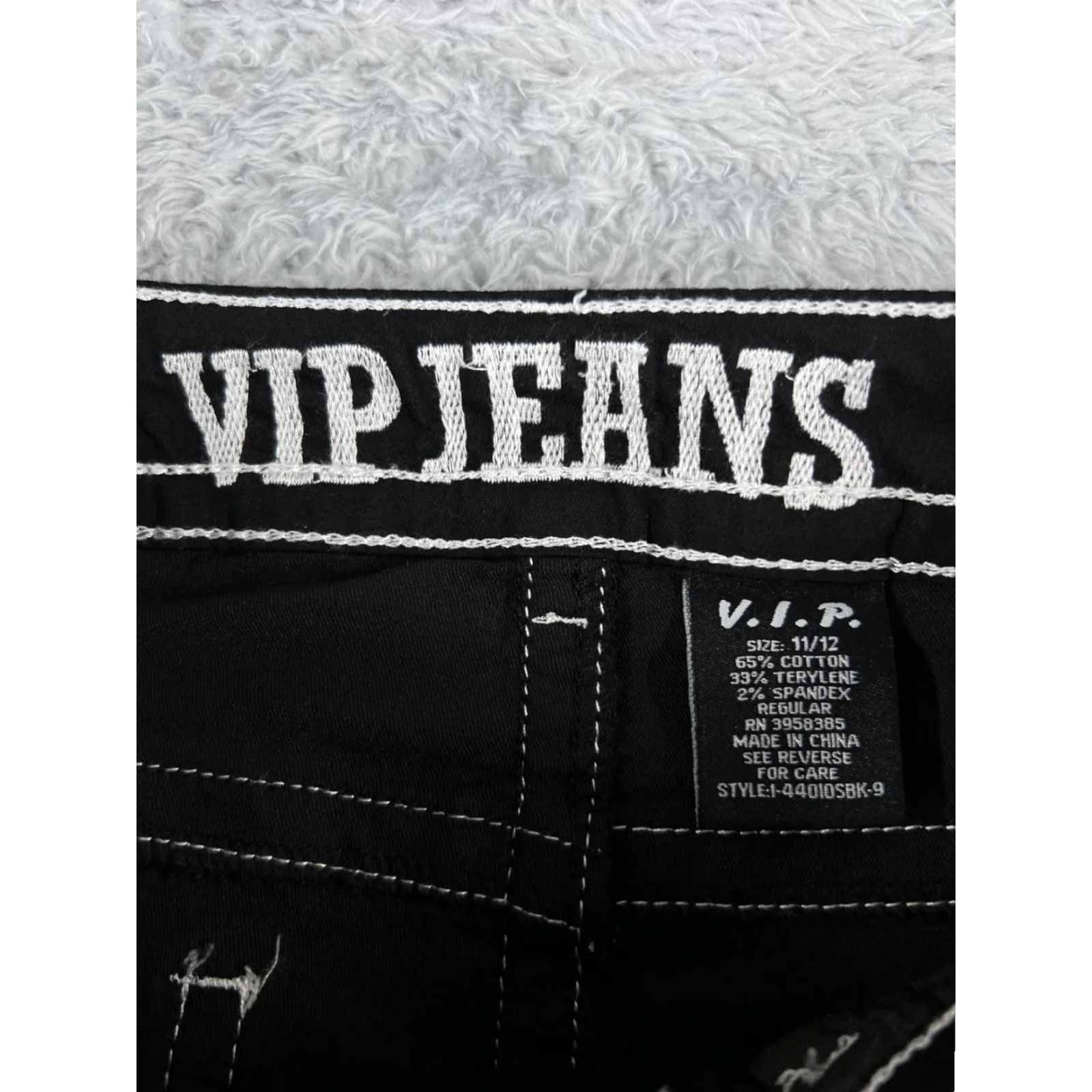 Vintage VIP Jeans Women's Jeans Regular Mid Black 26x30 5-Pocket Distressed Flared Denim Cotton Blend Vintage No N/A Size 32" / US 10 / IT 46 - 6 Thumbnail