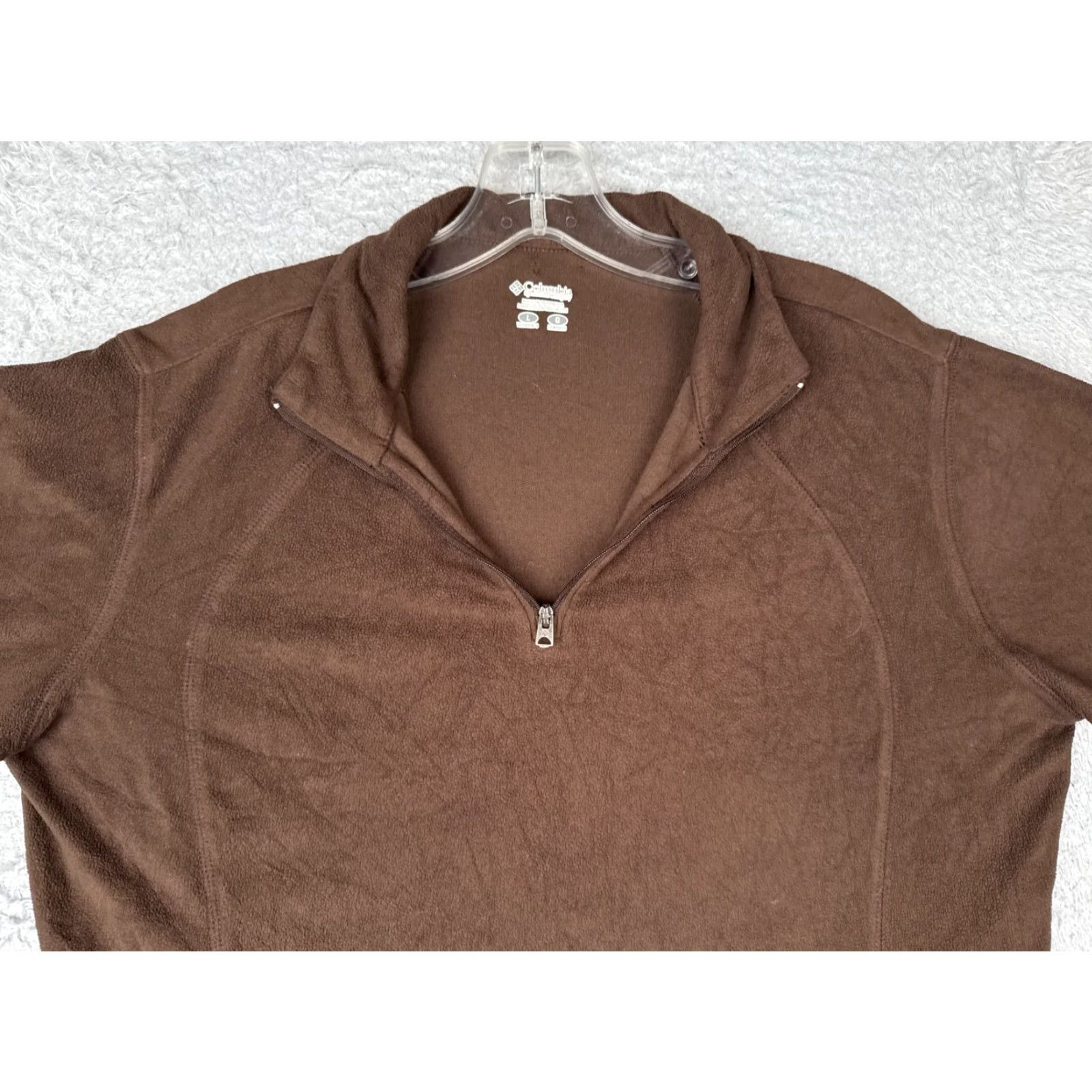Vintage Columbia Fleece Sweater Women Large Brown 1/4 Zip Pullover Print Hike Walk Camp Size L / US 10 / IT 46 - 4 Thumbnail