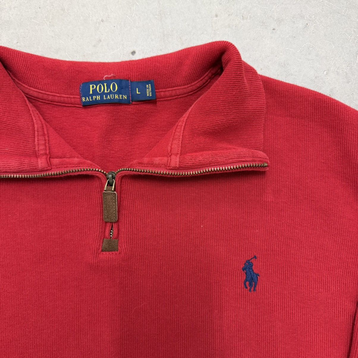 Polo Ralph Lauren Polo Ralph Lauren Red Quarter Zip Pullover Sweater Size US L / EU 52-54 / 3 - 2 Thumbnail