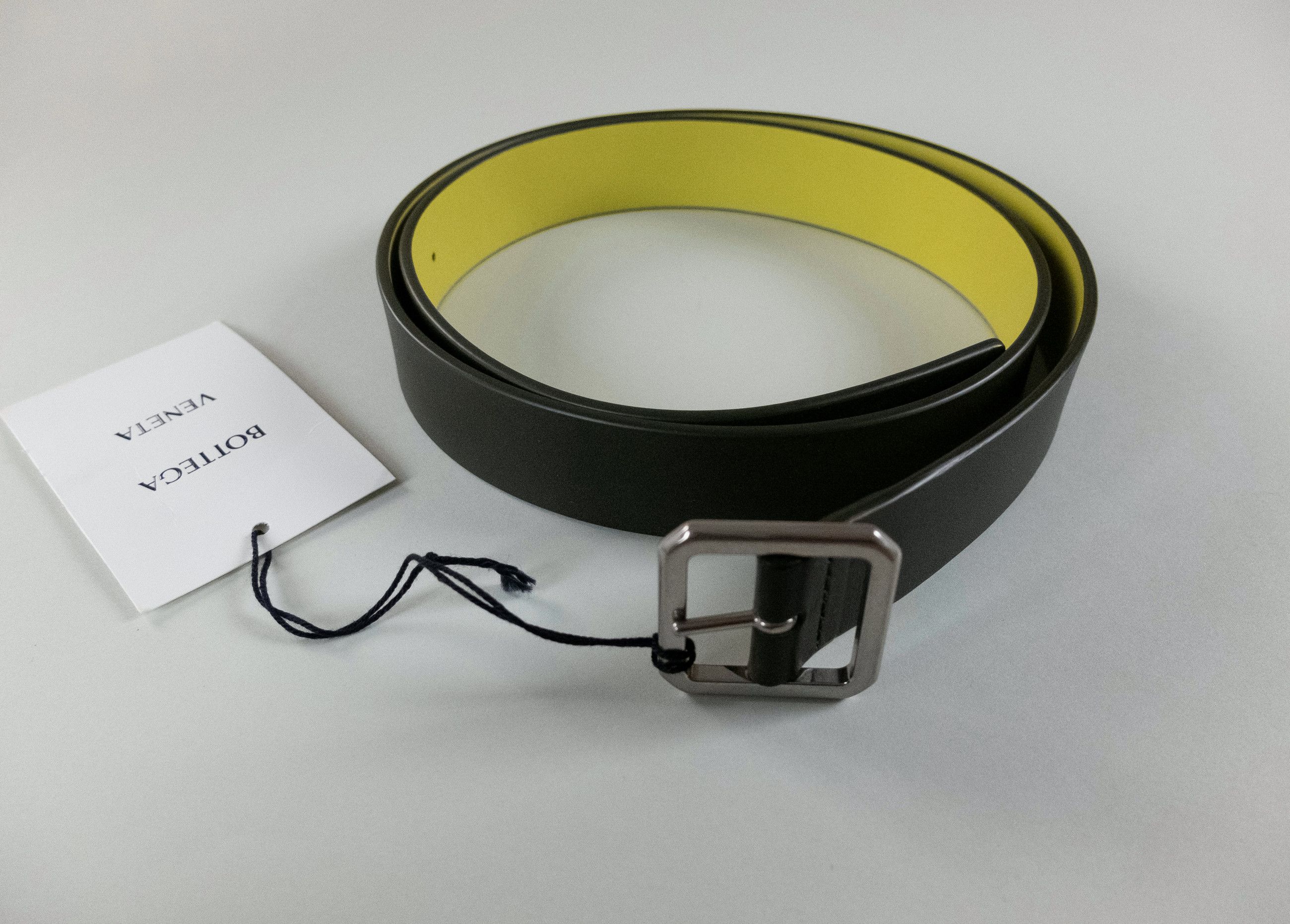 Bottega Veneta BOTTEGA VENETA dark green & kiwi reversible leather belt 95 Size 38 - 1 Thumbnail