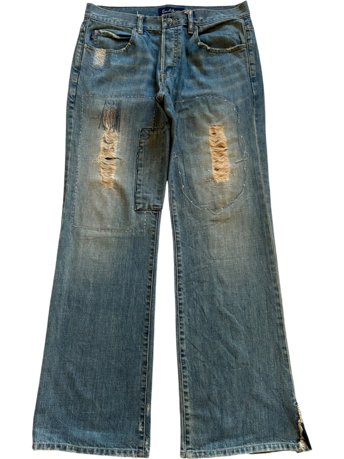 Japanese Brand Vintage Japanese Brand Mud Wash Patched Flare Jeans Size US 34 / EU 50 - 1 Thumbnail