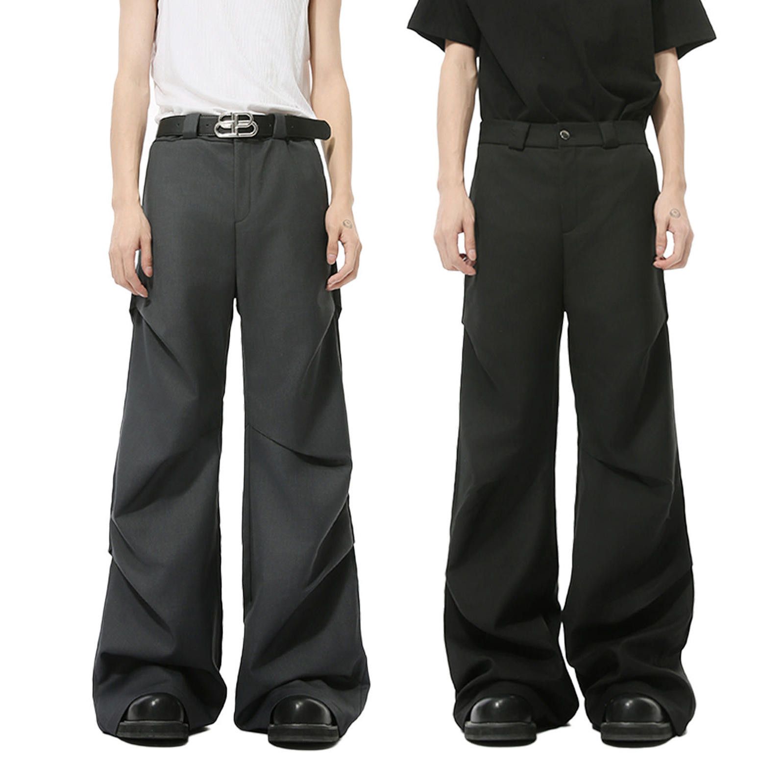 Japanese Brand Black Wide Leg Cargo Pants, Loose Fit Men's Trousers Size US 32 / EU 48 - 3 Thumbnail