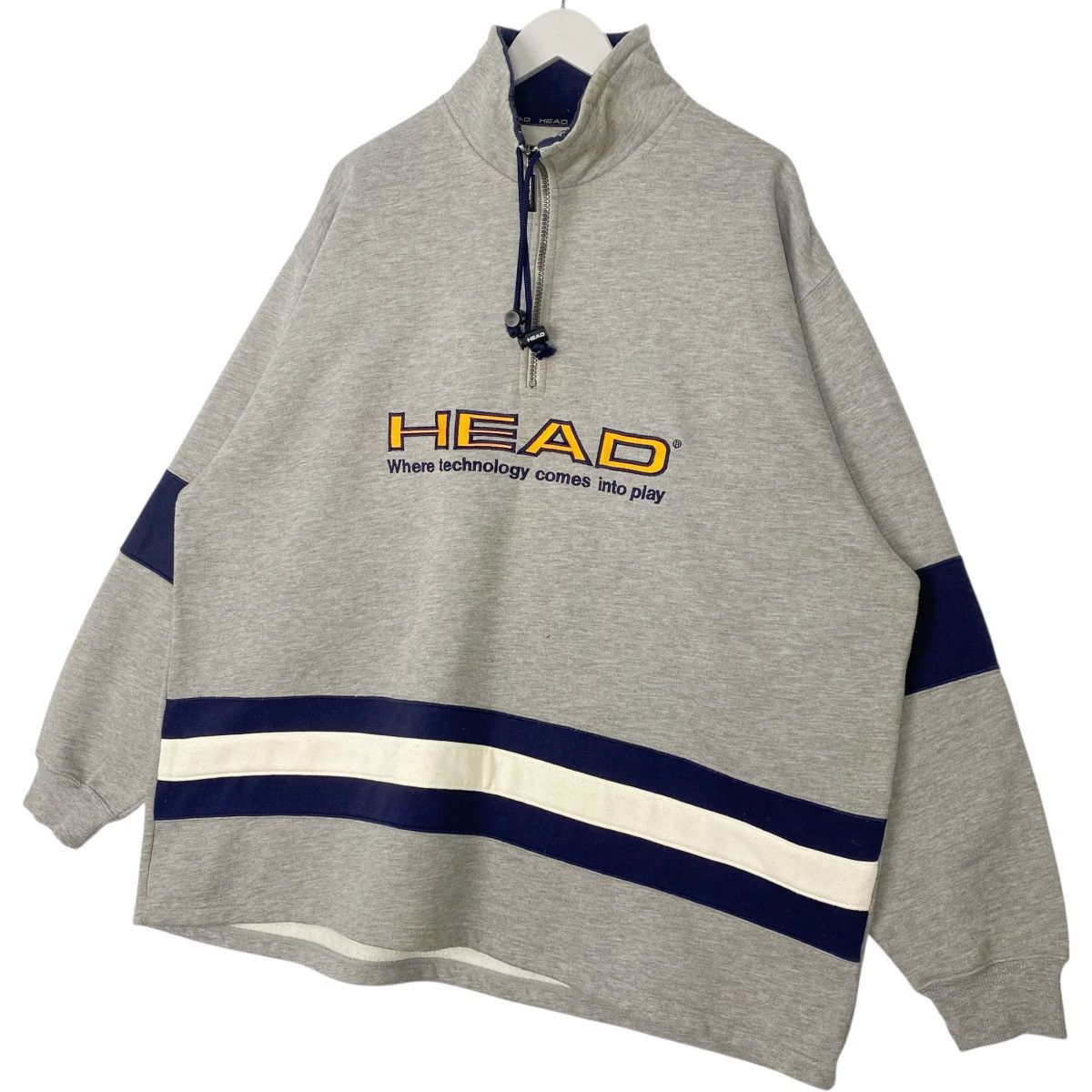 Vintage Vintage Head Half Zip Sweatshirt Grey Big Logo Embroidery 4L Size US L / EU 52-54 / 3 - 2 Thumbnail