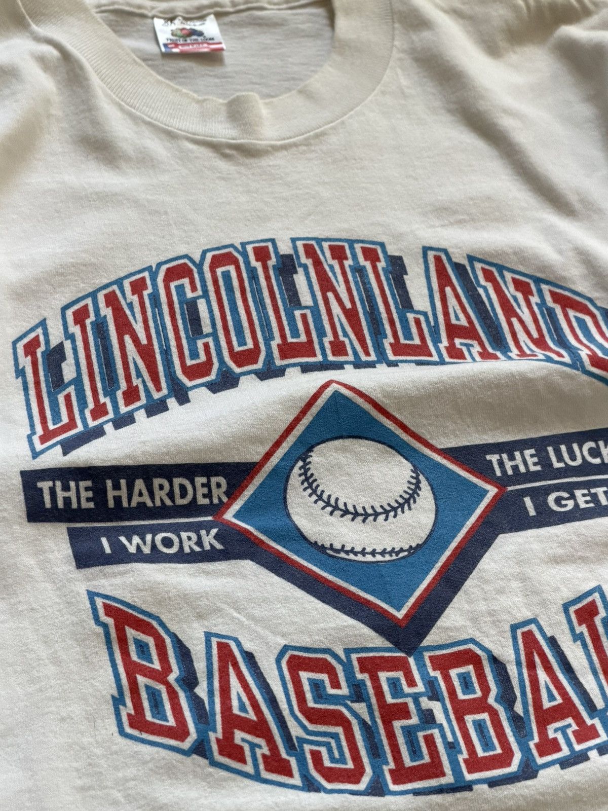 Fruit Of The Loom Vintage 90s Lincoln Land Community College Baseball t-shirt Size US XL / EU 56 / 4 - 5 Thumbnail