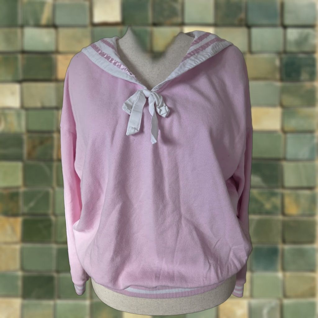 Vintage VINTAGE Villager Sailor Collar Pink Pastel Sweater Shirt L Womens Knitted Nautical Bow Pullover Size L / US 10 / IT 46 - 1 Thumbnail