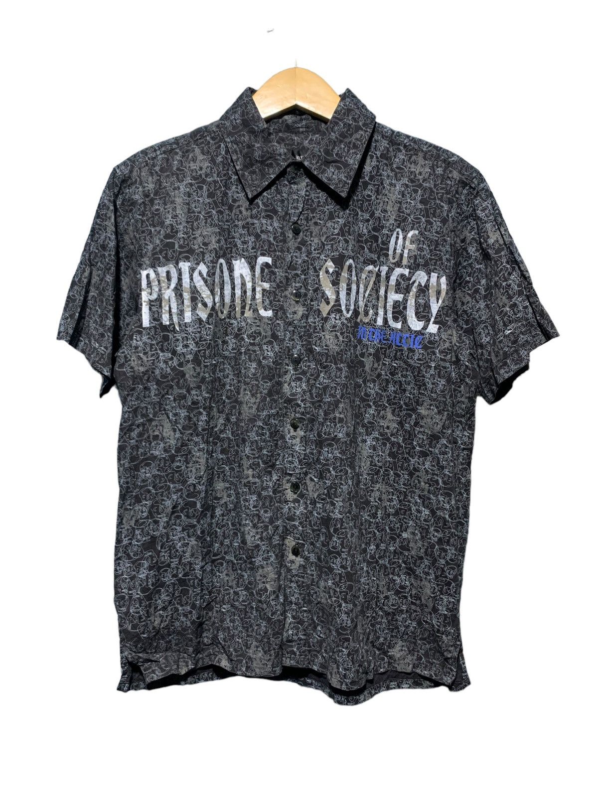 If Six Was Nine × In The Attic × Le Grande Bleu (L.G.B.) Y2k in The Attic skull prisone of society punk style shirt Size US L / EU 52-54 / 3 - 1 Thumbnail