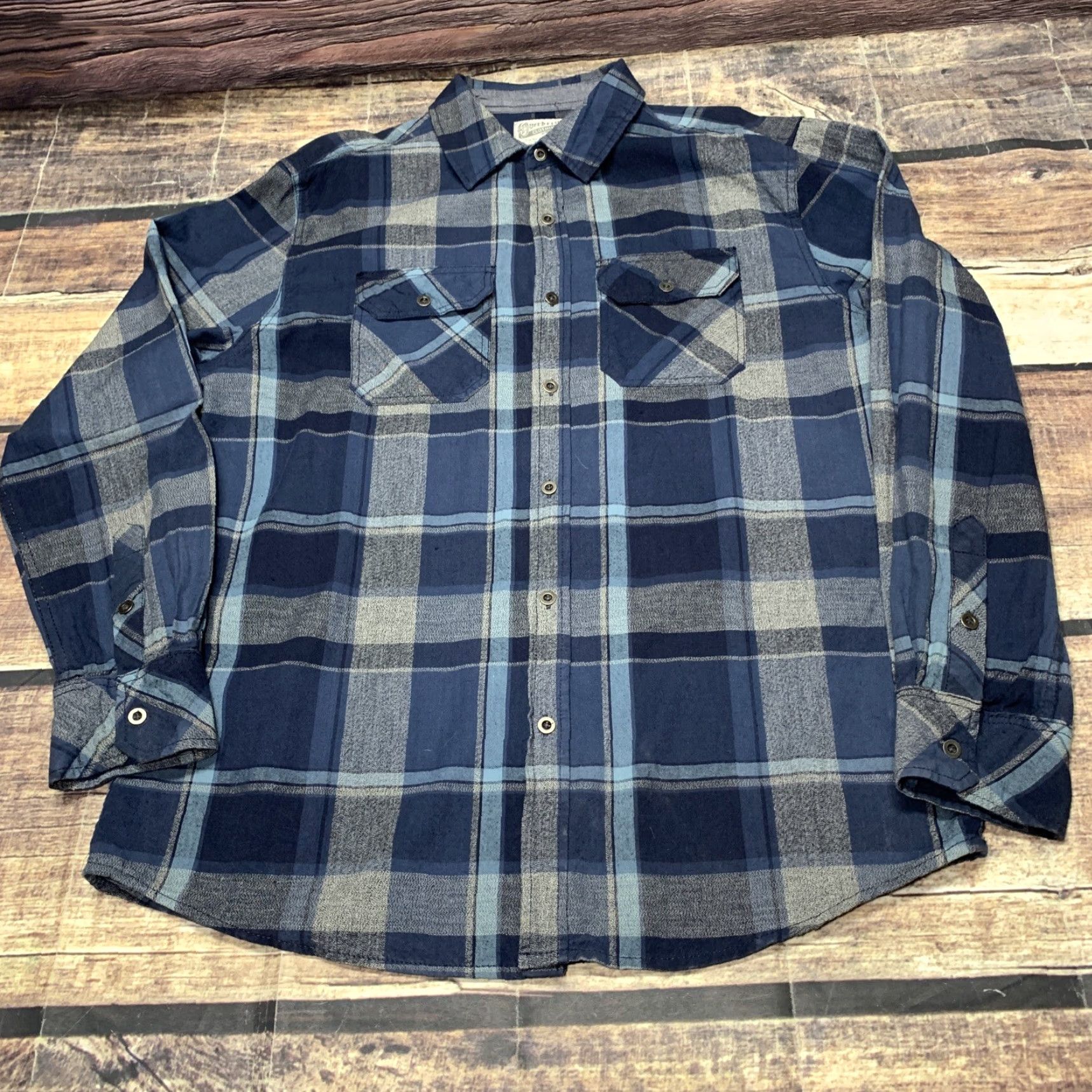 Vintage Overdrive Men's Flannel Shirt Blue Gray Plaid Size Medium Size US M / EU 48-50 / 2 - 2 Thumbnail