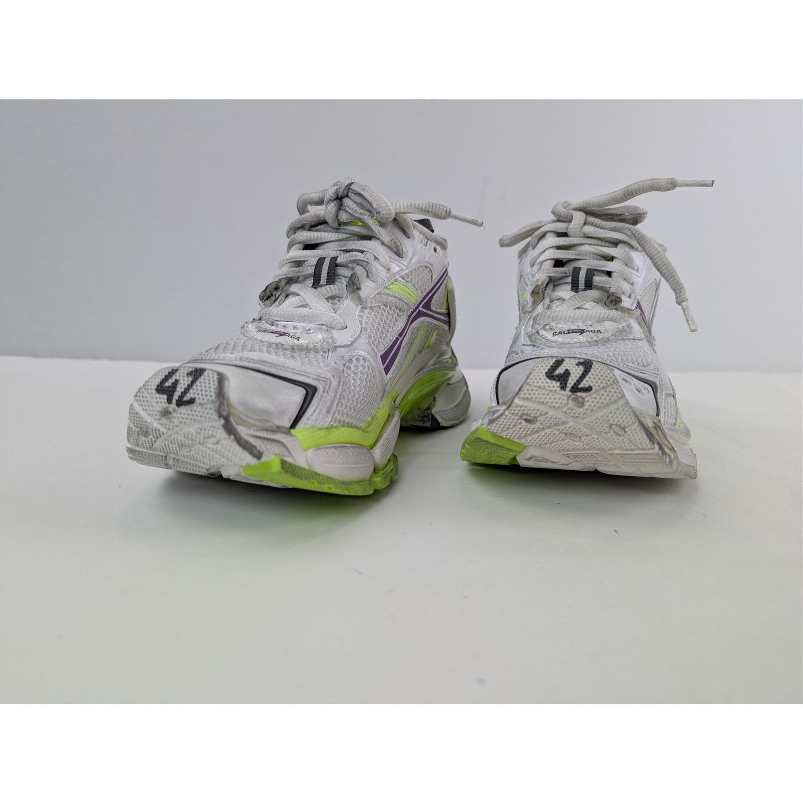 Balenciaga o1rshd1 Mesh Runner Sneaker in White / Fluo Yellow / Grey Size US 10 / EU 43 - 7 Thumbnail