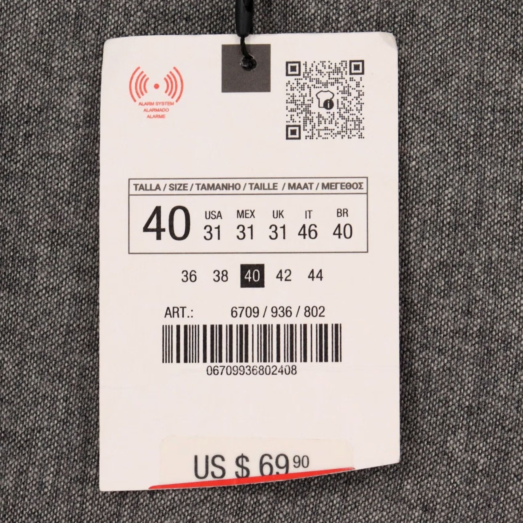 Zara ZARA Men's Gray Wool Blend Dress Pants Size 31 Business Casual Office Straight Front Pockets Belted Zip Button Wool Trousers Mens Size US 40 / EU 56 - 4 Thumbnail